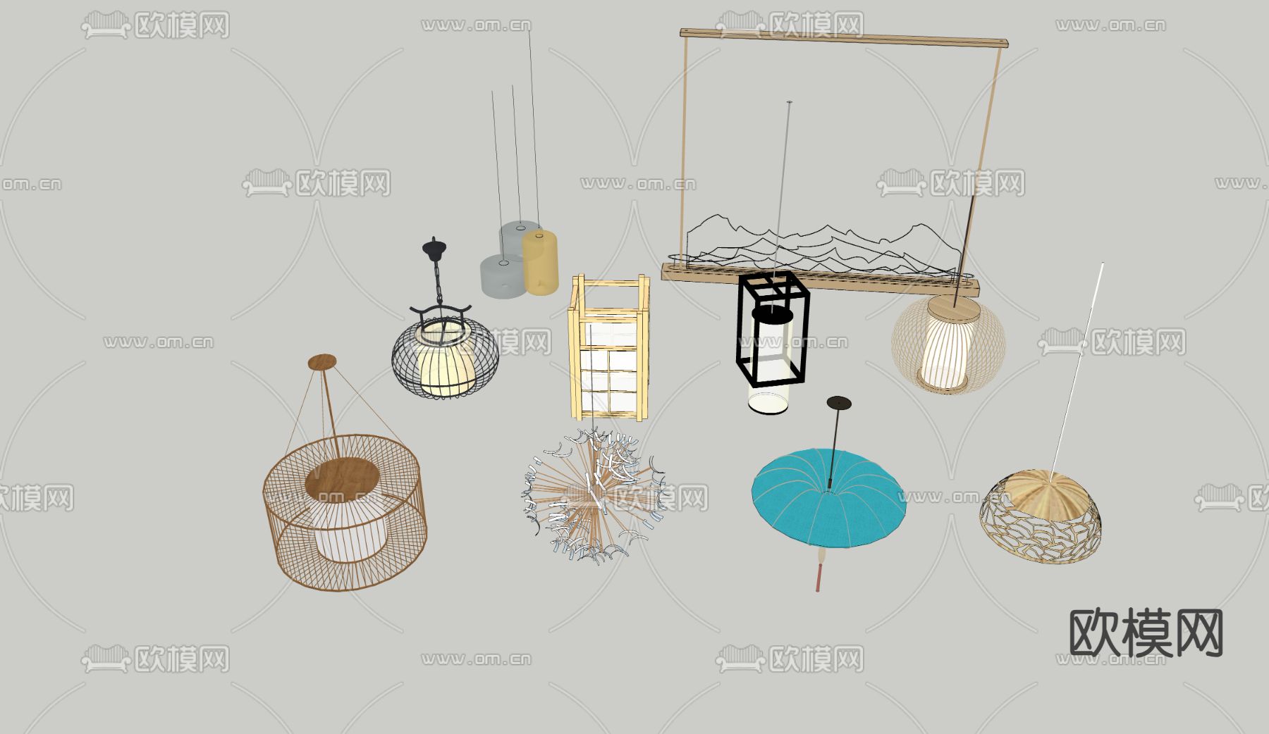 中式吊灯 镂空吊灯su模型下载（渲染图1）