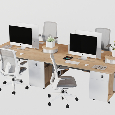  工位 卡位办公桌su模型 