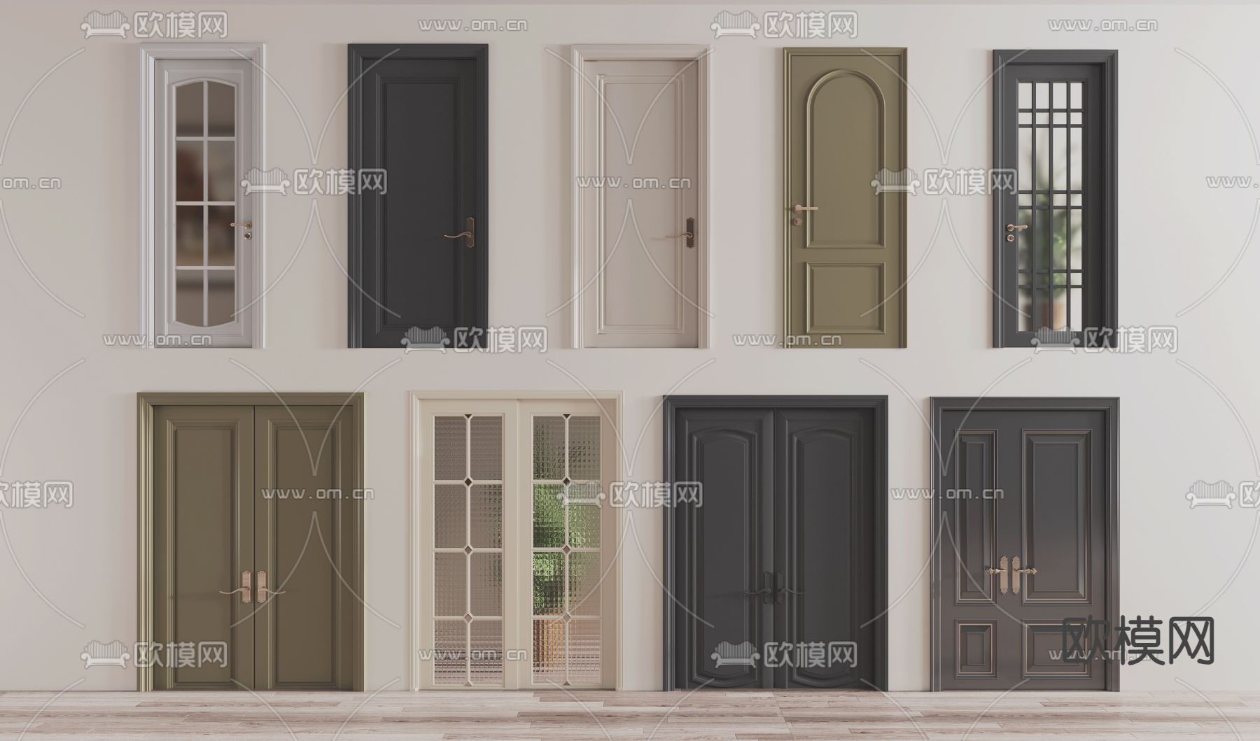 法式单开门 双开门 入户门 厨卫门3d模型下载