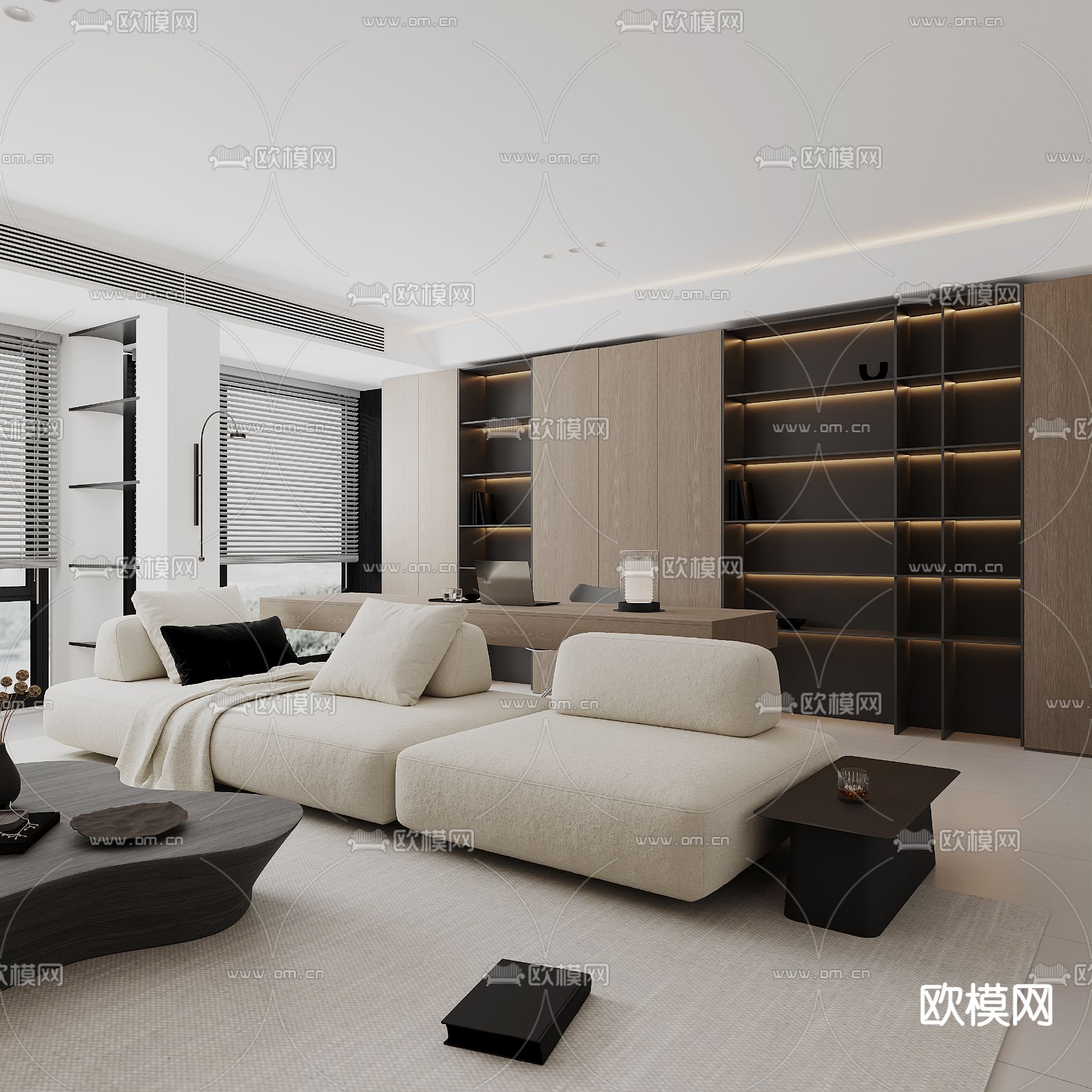 现代客厅3d模型下载（渲染图2）