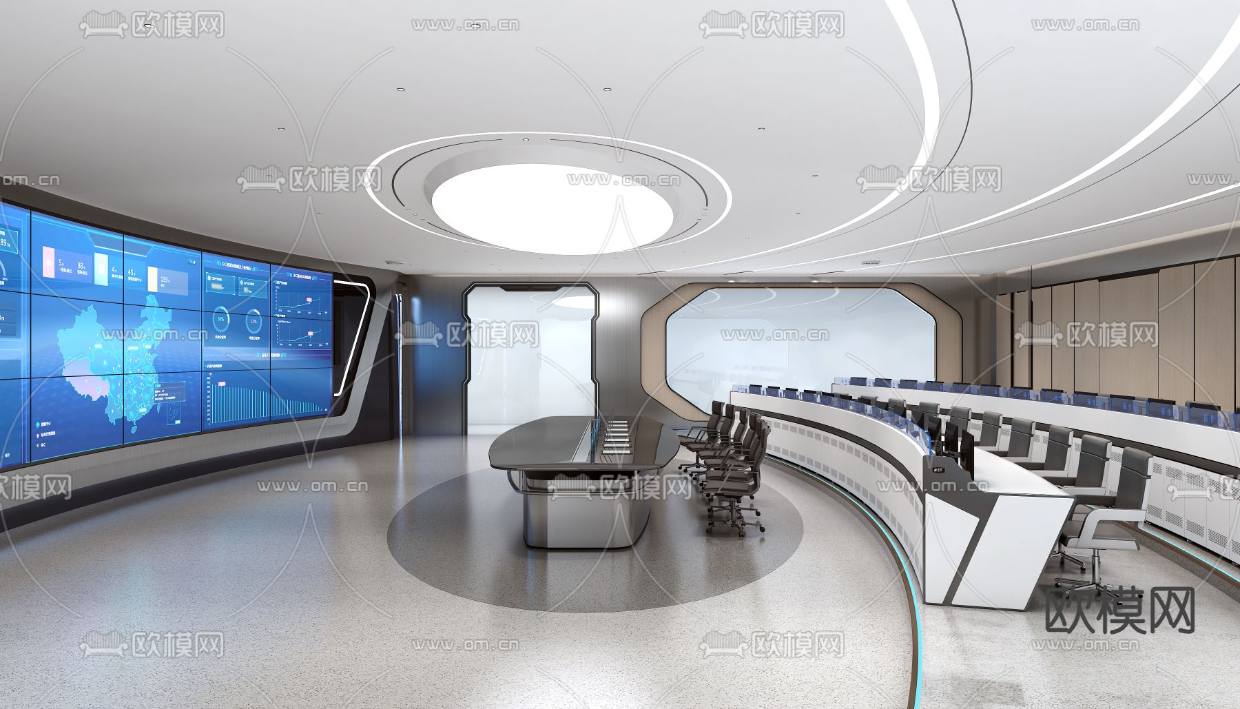 指挥中心 监控室 调度中心3d模型下载（渲染图2）