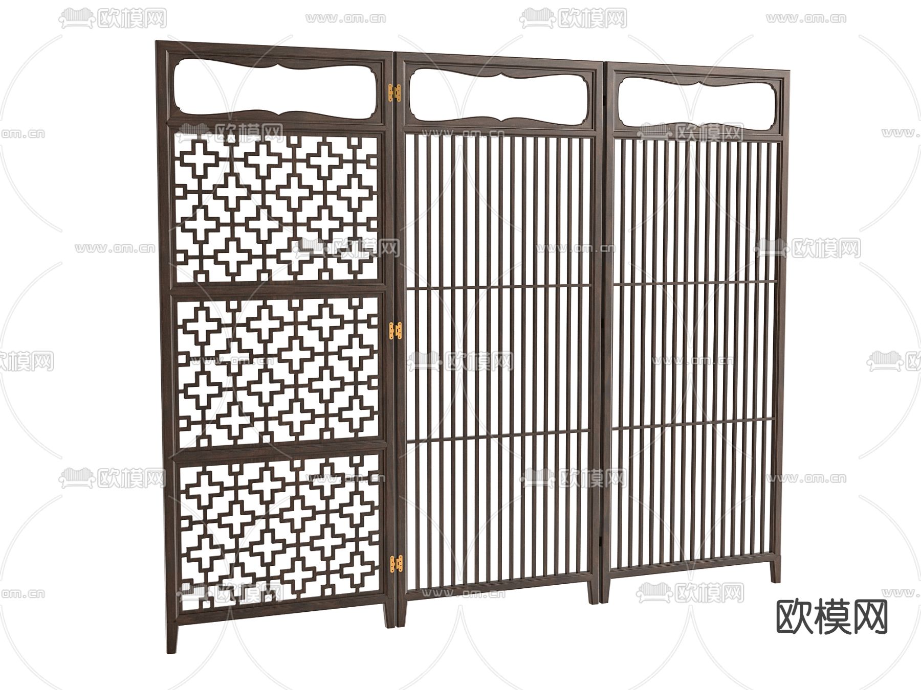 新中式隔断 花格隔断3d模型下载