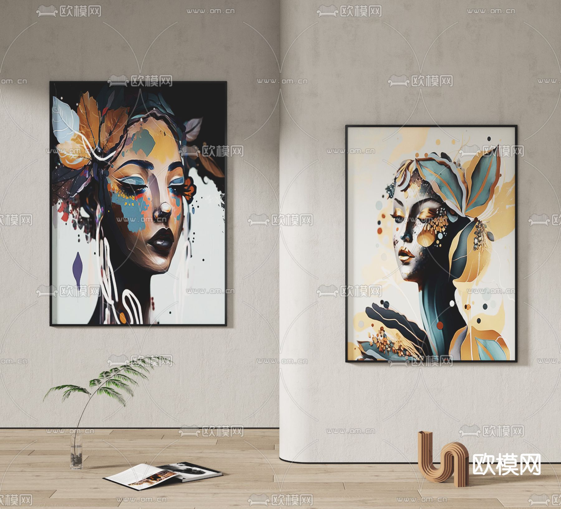 人物画 油画 抽象画 装饰画3d模型下载