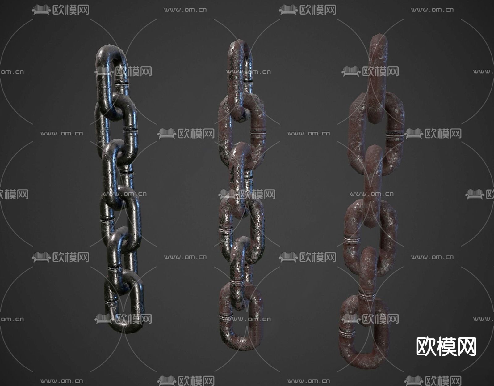 工业风 锈迹铁链3d模型下载