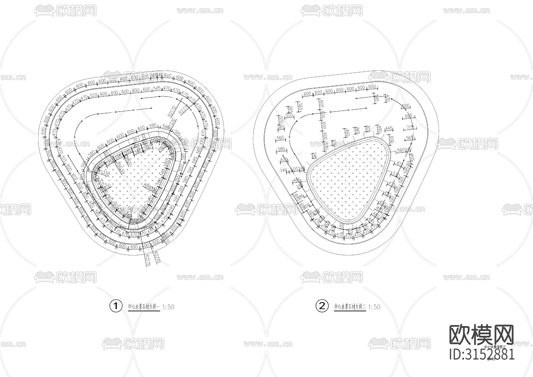 现代涌泉水景cad大样图下载（渲染图2）