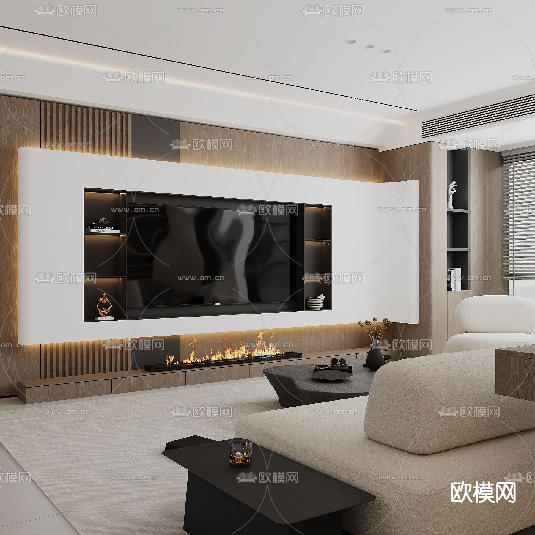 现代客厅3d模型下载（渲染图3）