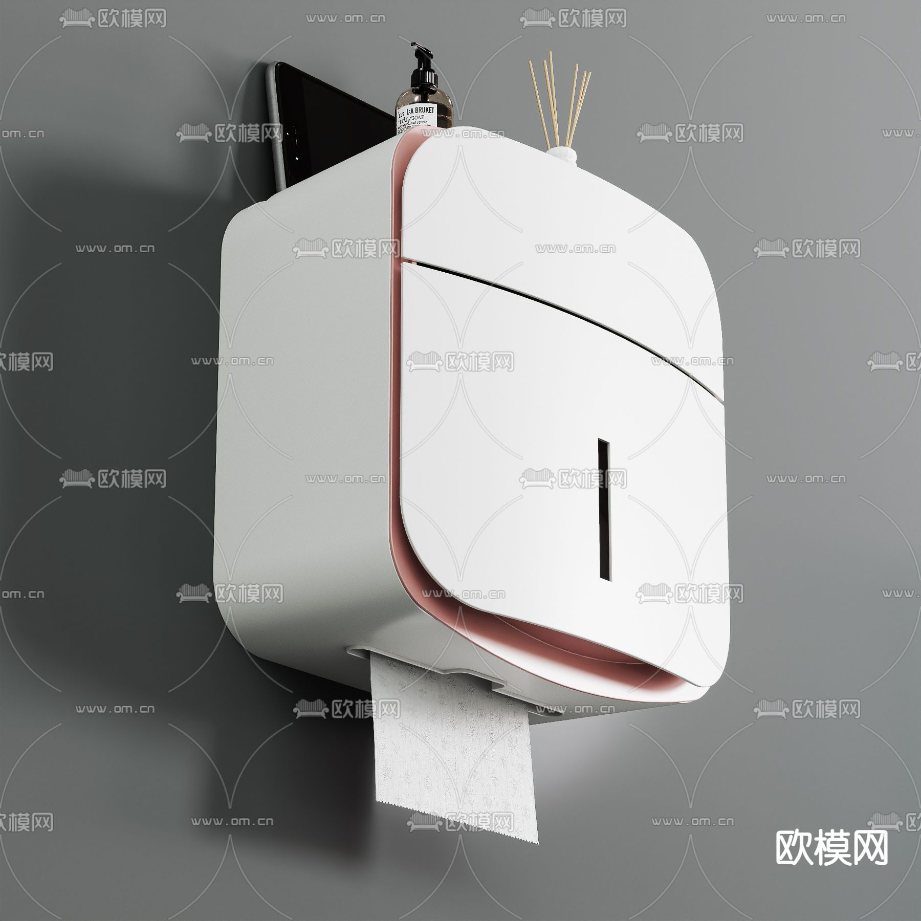 纸巾盒 餐纸盒 浴室用品3d模型下载（渲染图2）