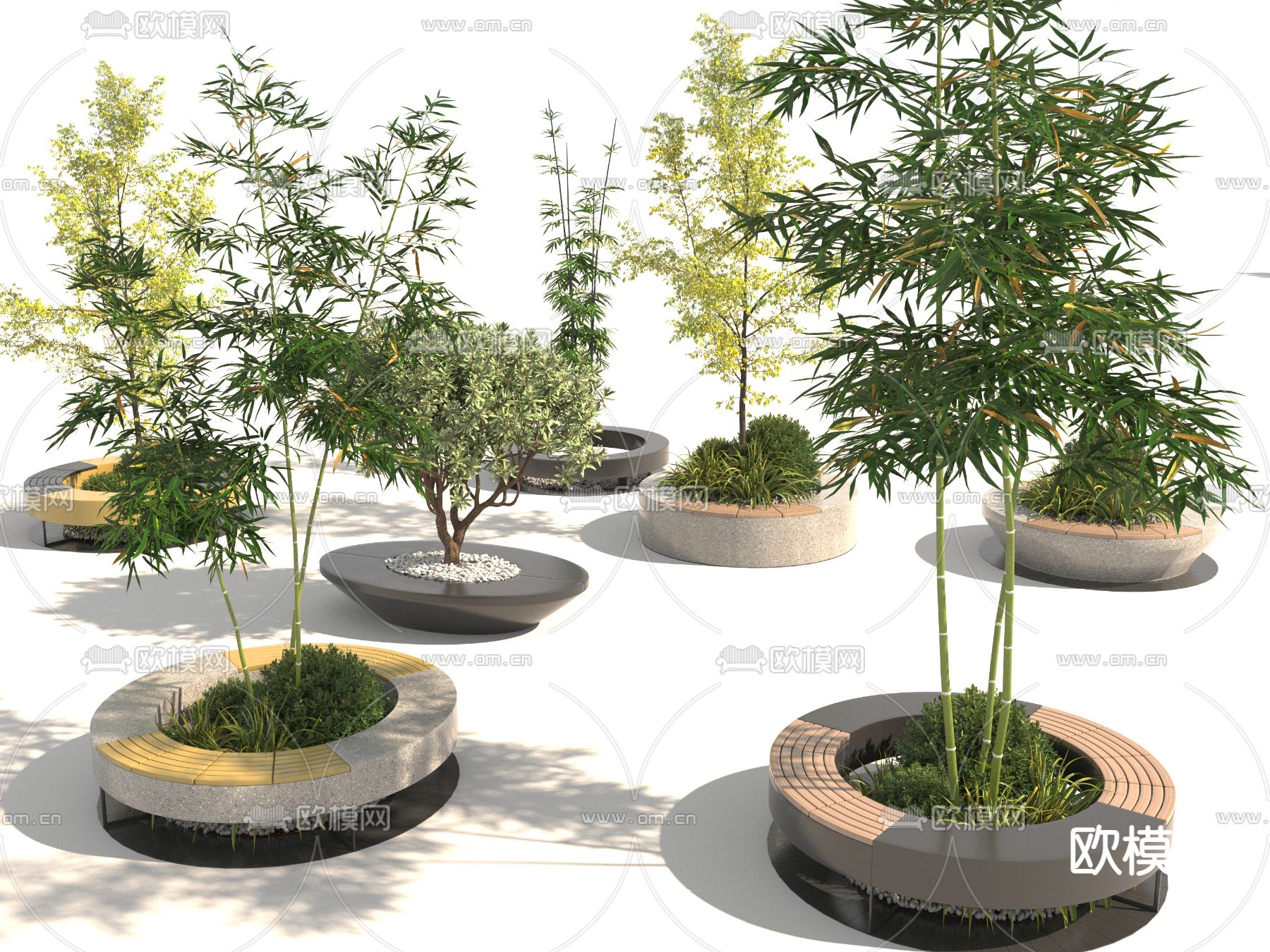 树池 盆栽 景观树3d模型下载