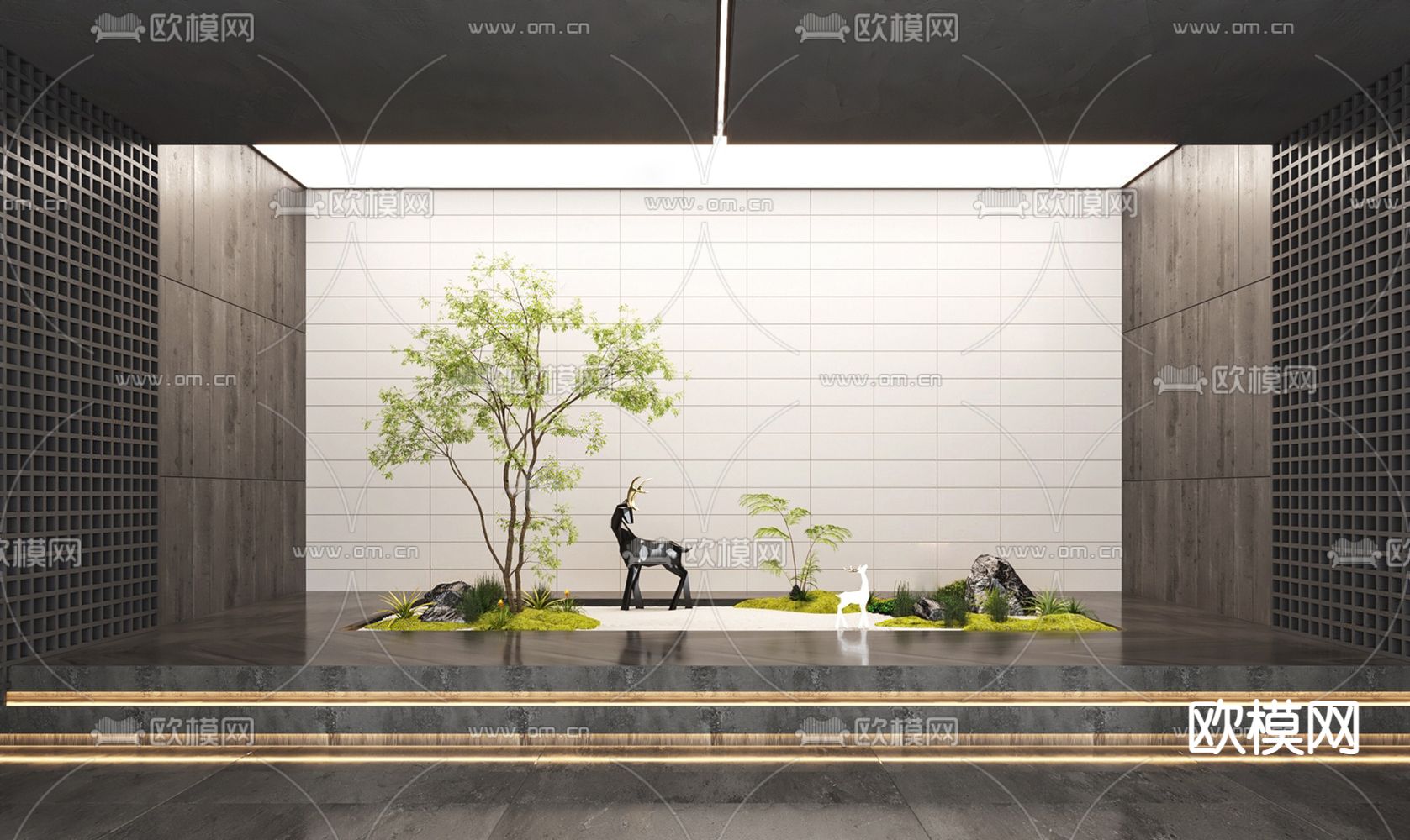 绿植堆 景观造景3d模型下载