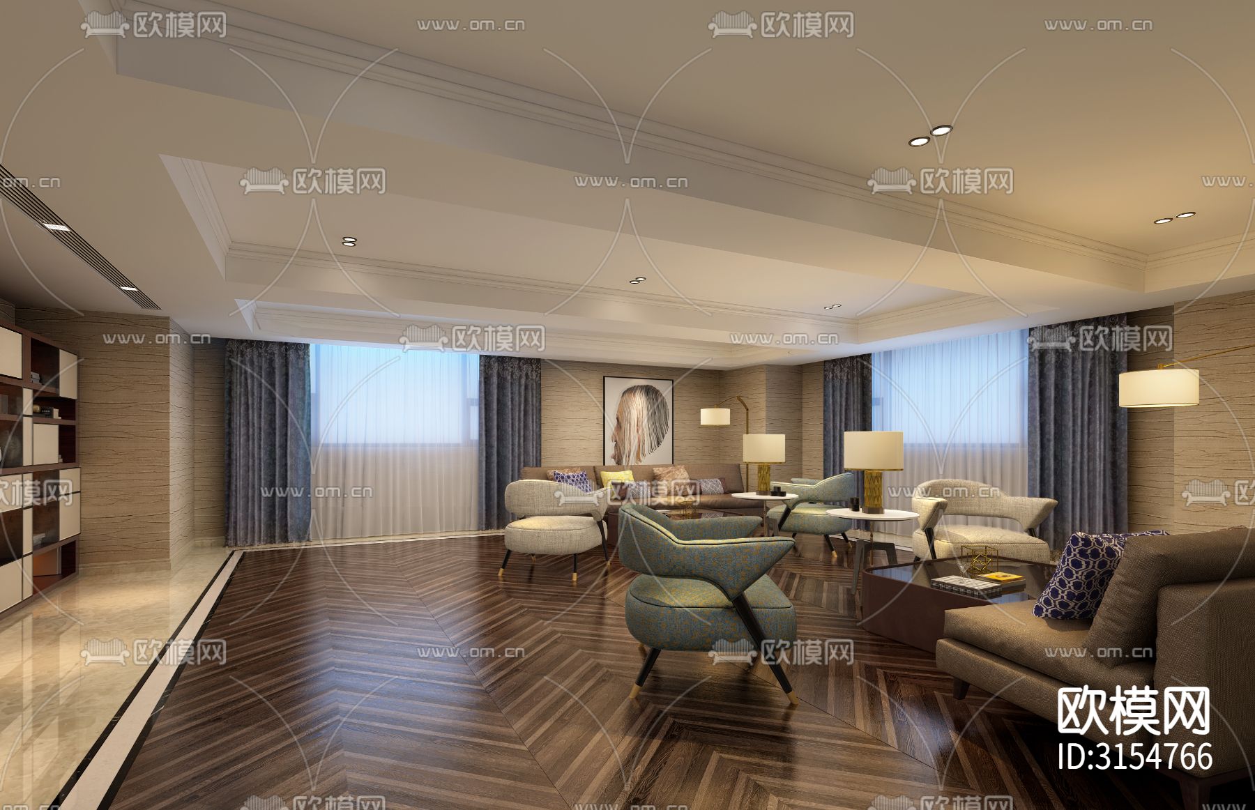 上海某会所cad施工图下载（渲染图9）