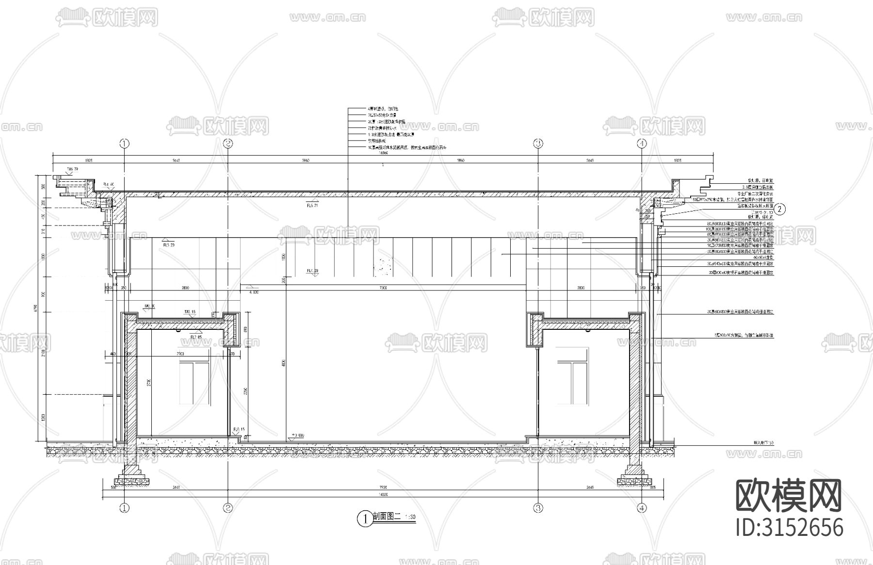 新中式入口大门 门楼cad施工图下载（渲染图3）