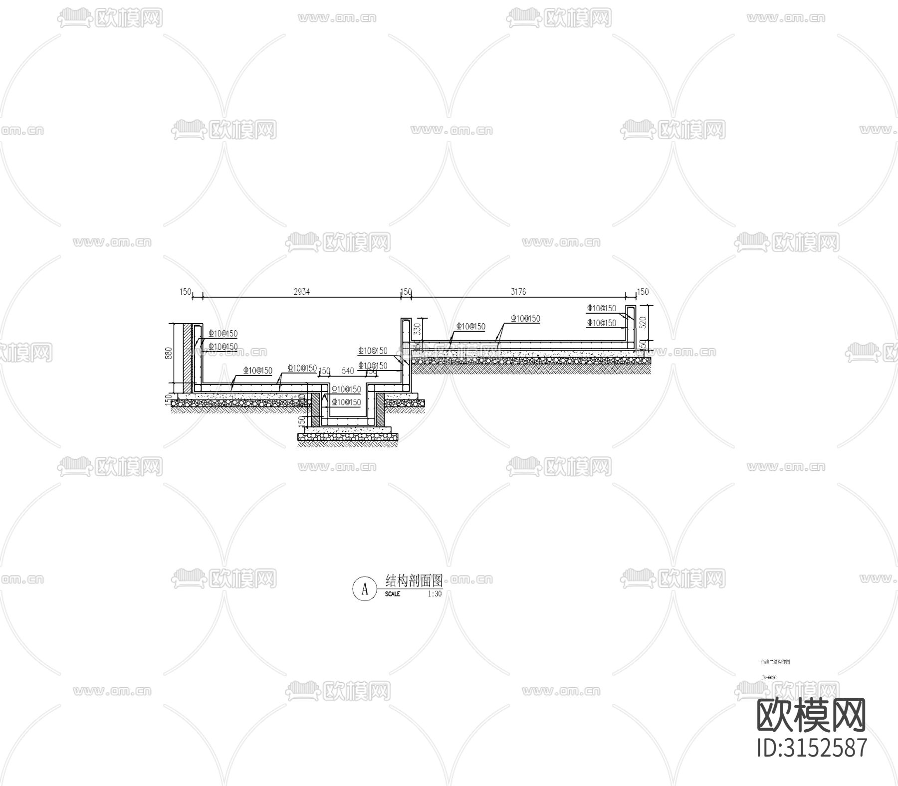 景观鱼池水景cad施工图下载（渲染图8）