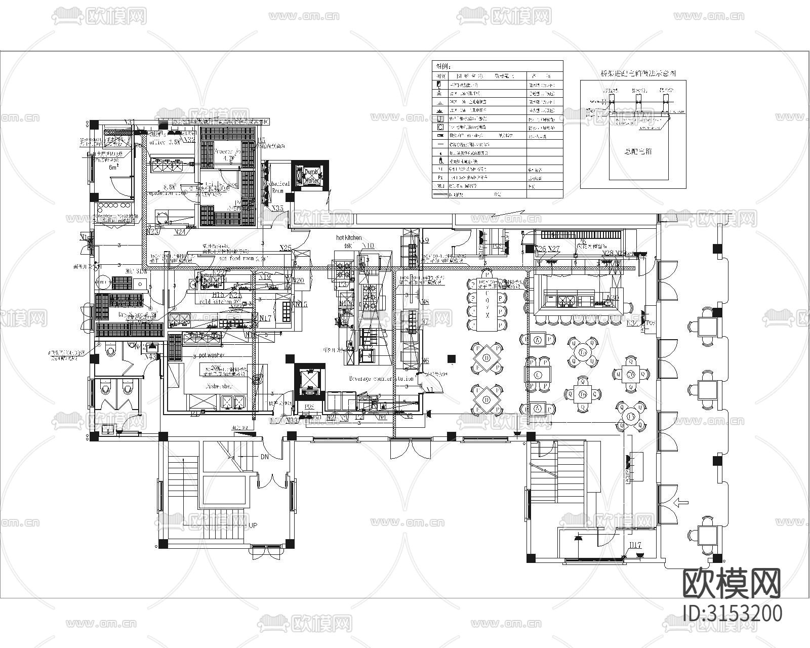 西餐厅水电图cad施工图下载（渲染图2）