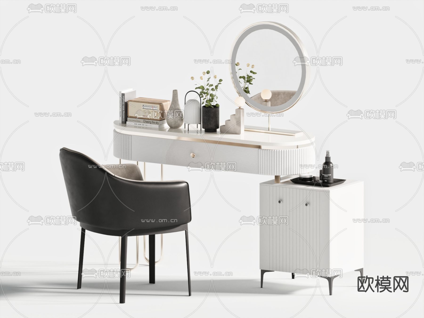 现代梳妆桌椅 梳妆台 3d模型下载