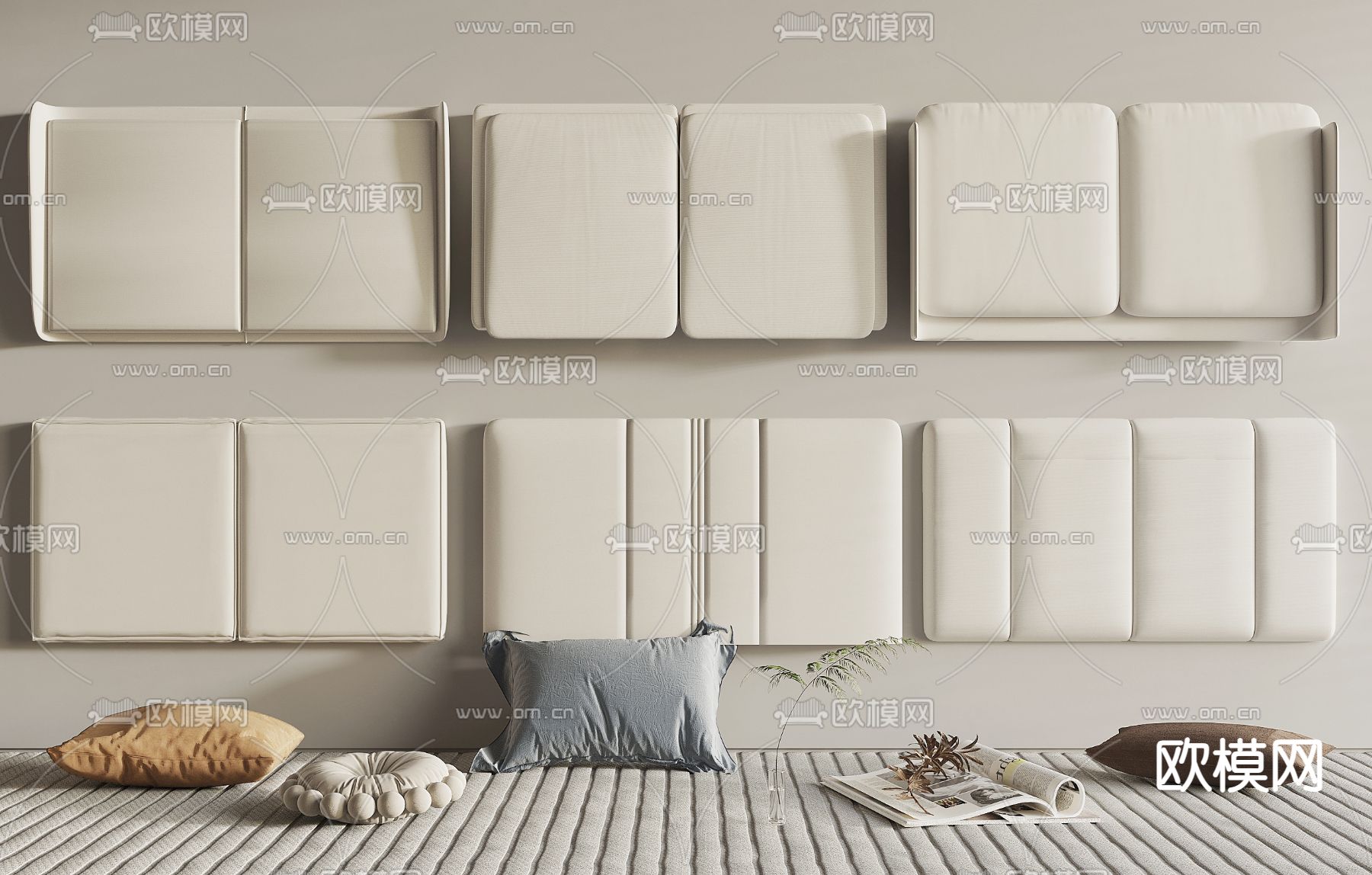 现代床头靠背3d模型下载