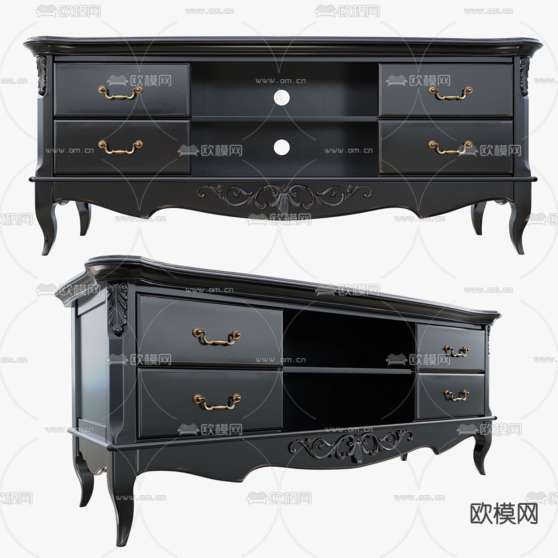 欧式电视柜3d模型下载