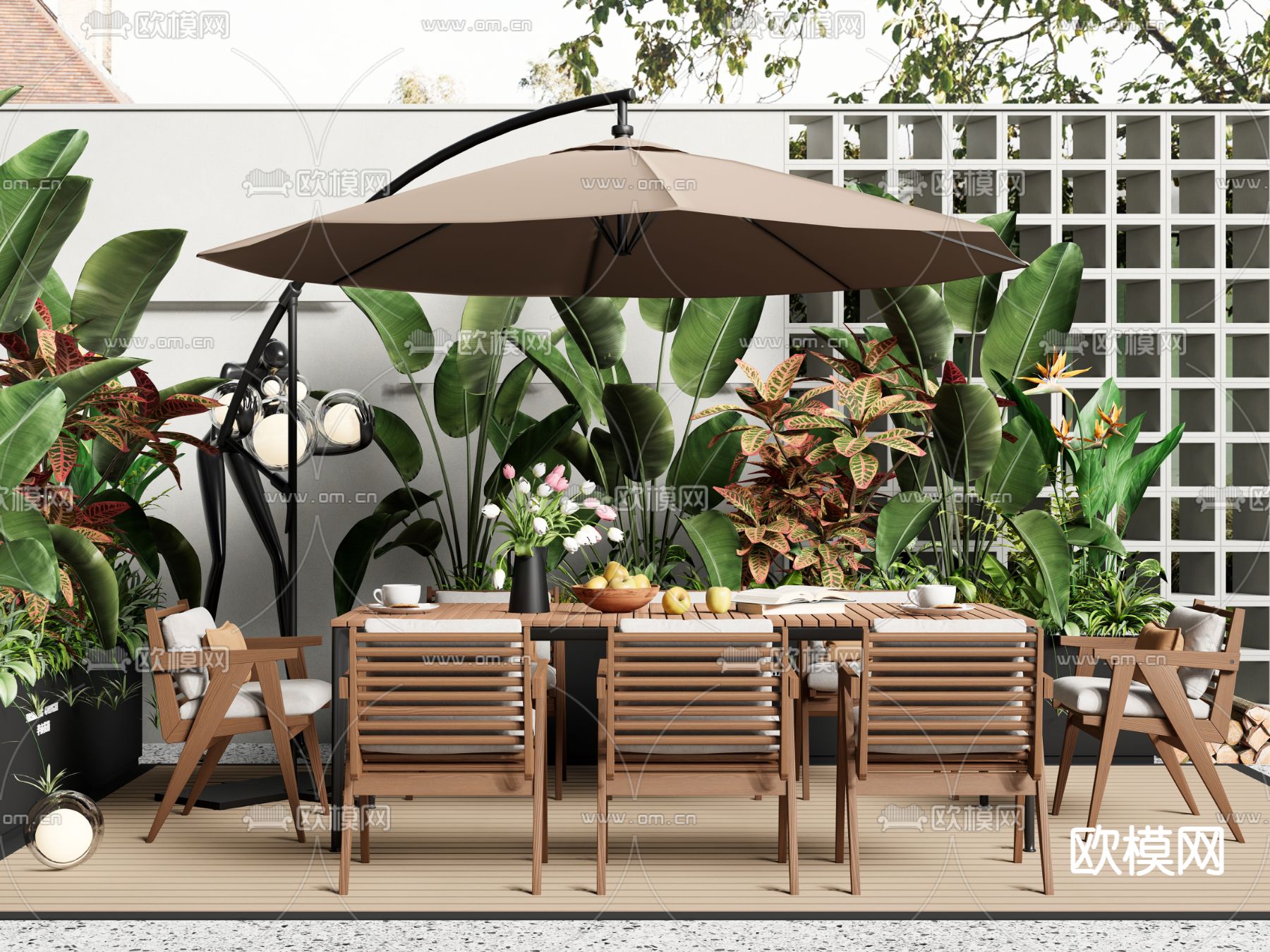 现代户外休闲桌椅3d模型下载