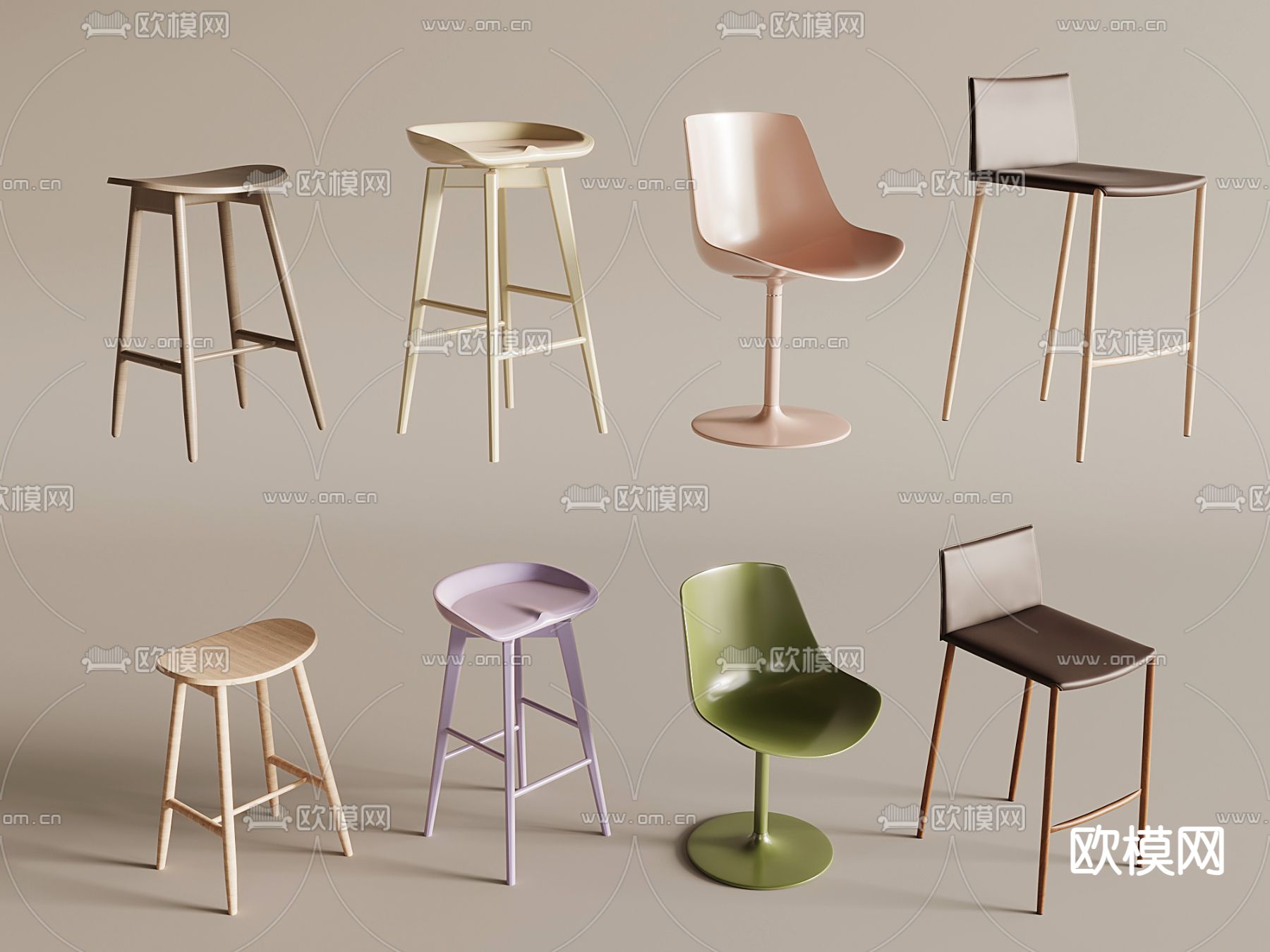 现代吧椅 高脚椅3d模型下载