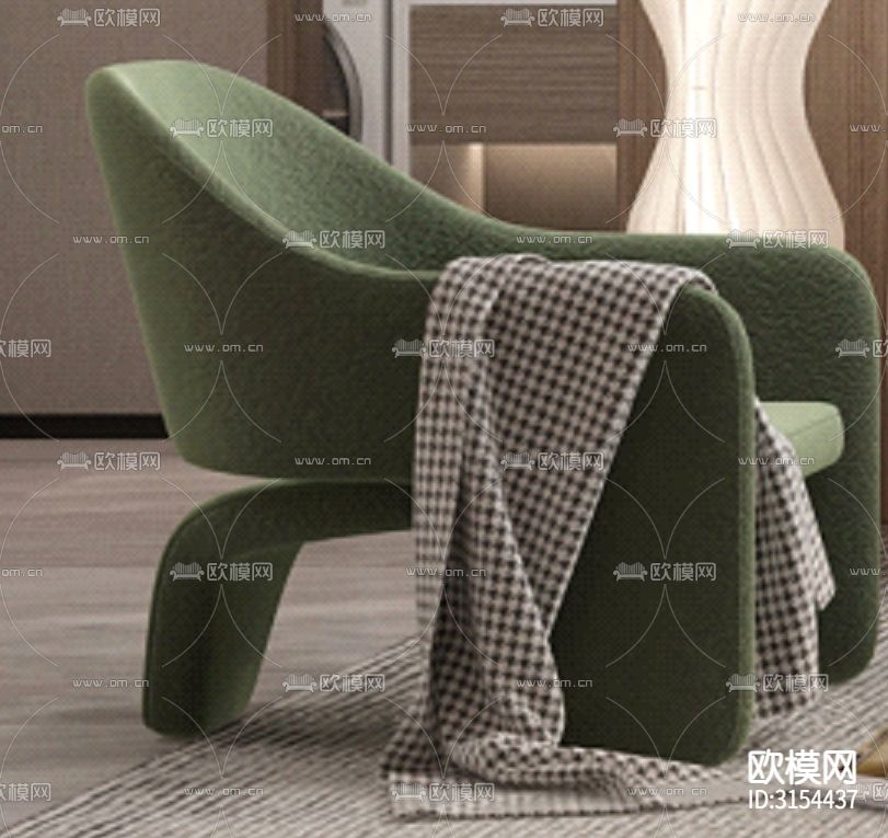 现代家具 椅子设计cad施工图下载（渲染图2）