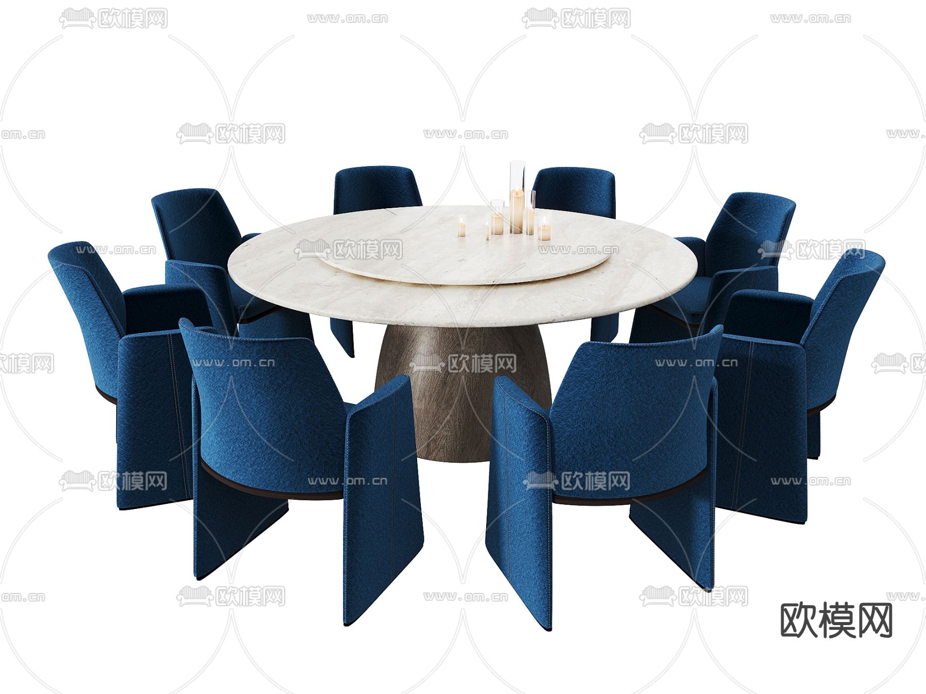 新中式餐桌椅3d模型下载