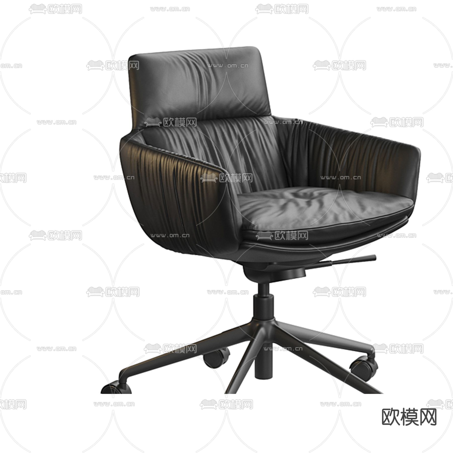 现代办公椅 单椅 皮革椅3d模型下载（渲染图1）