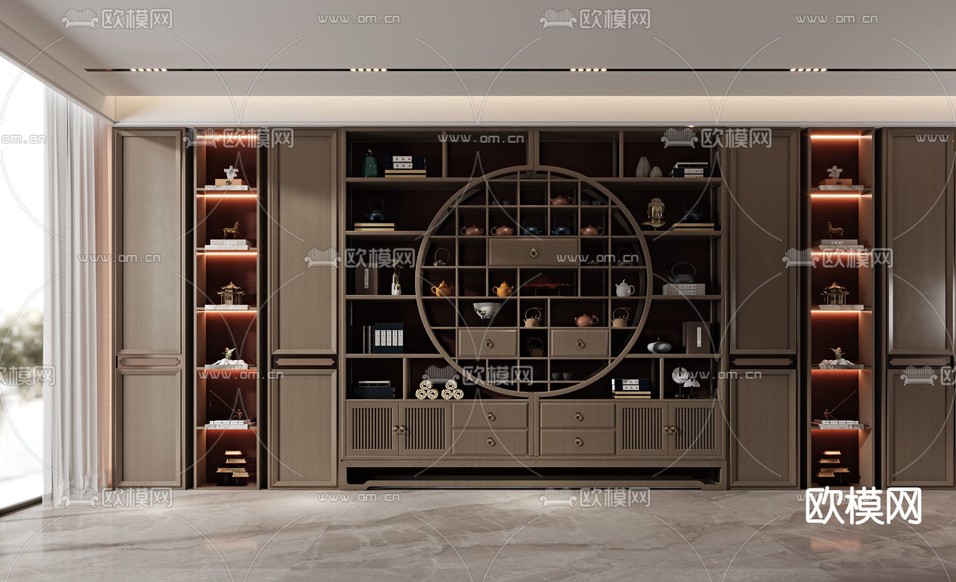 新中式装饰柜 茶柜3d模型下载