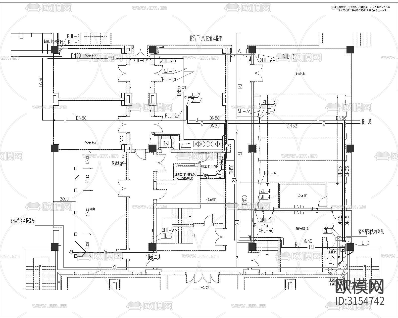 私人会所水电图cad施工图下载（渲染图5）