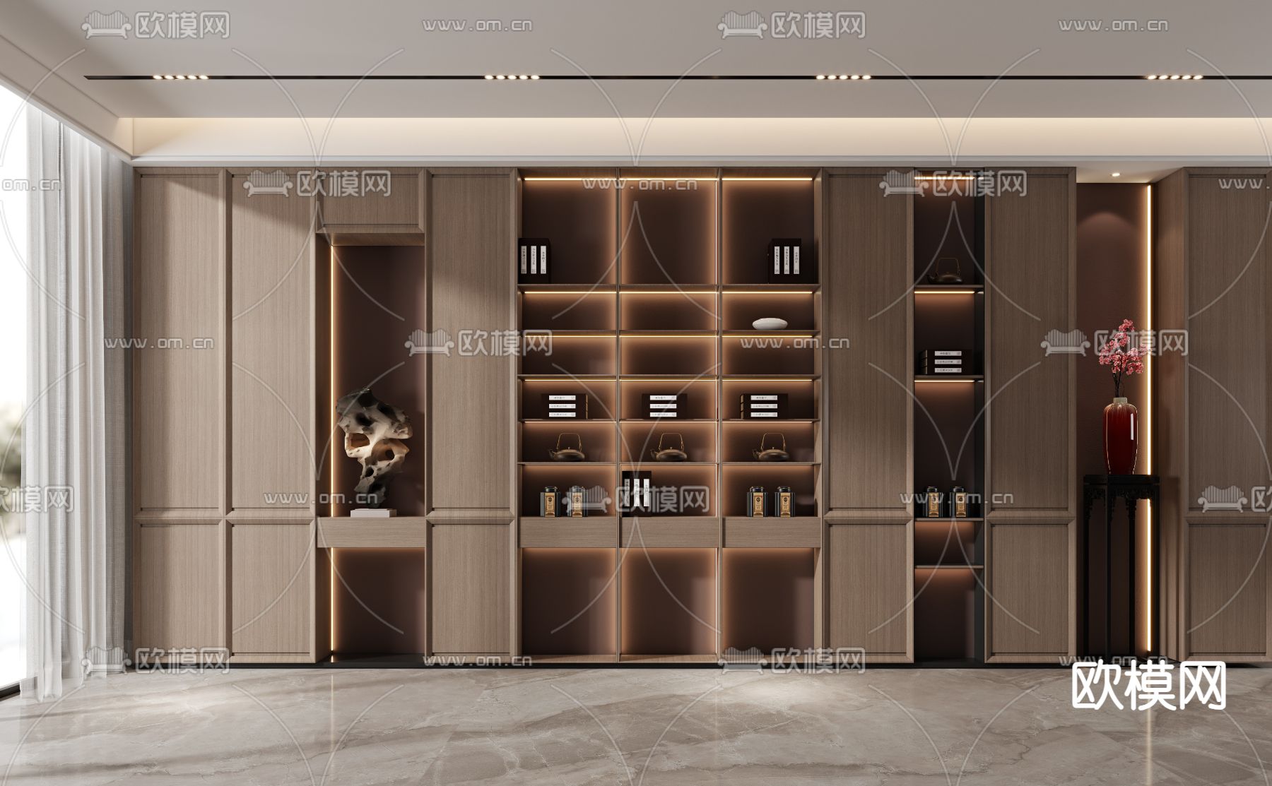 新中式装饰柜 茶柜3d模型下载