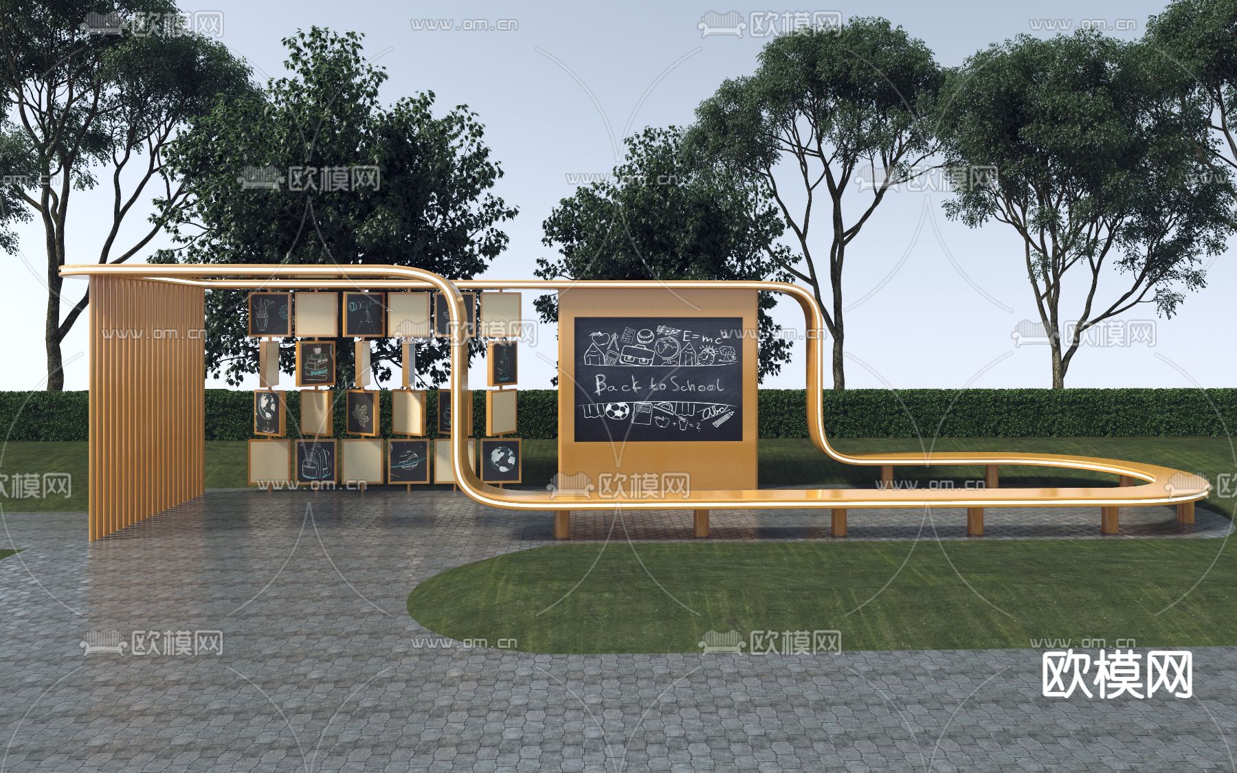 景观廊架 户外长廊 儿童活动区3d模型下载