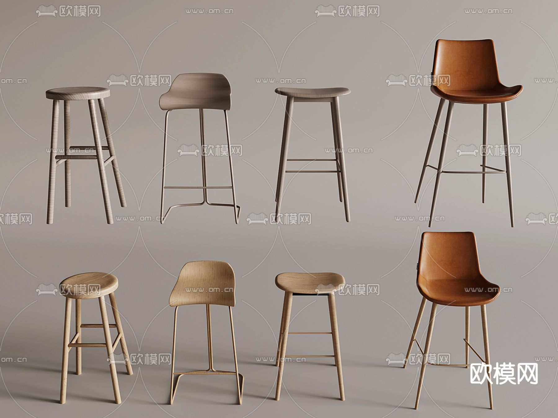 现代吧椅 高脚椅3d模型下载
