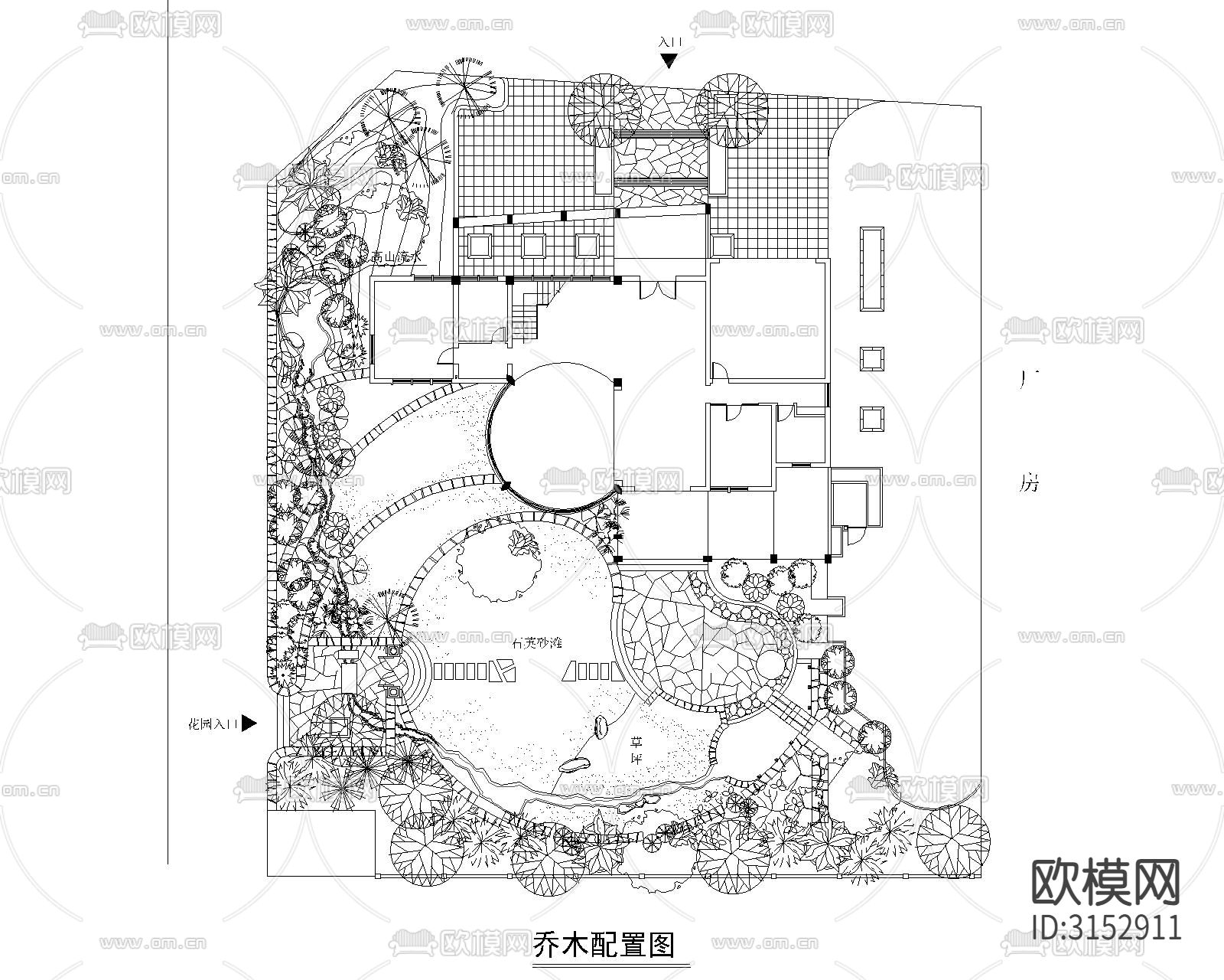 别墅景观设计cad施工图下载（渲染图1）