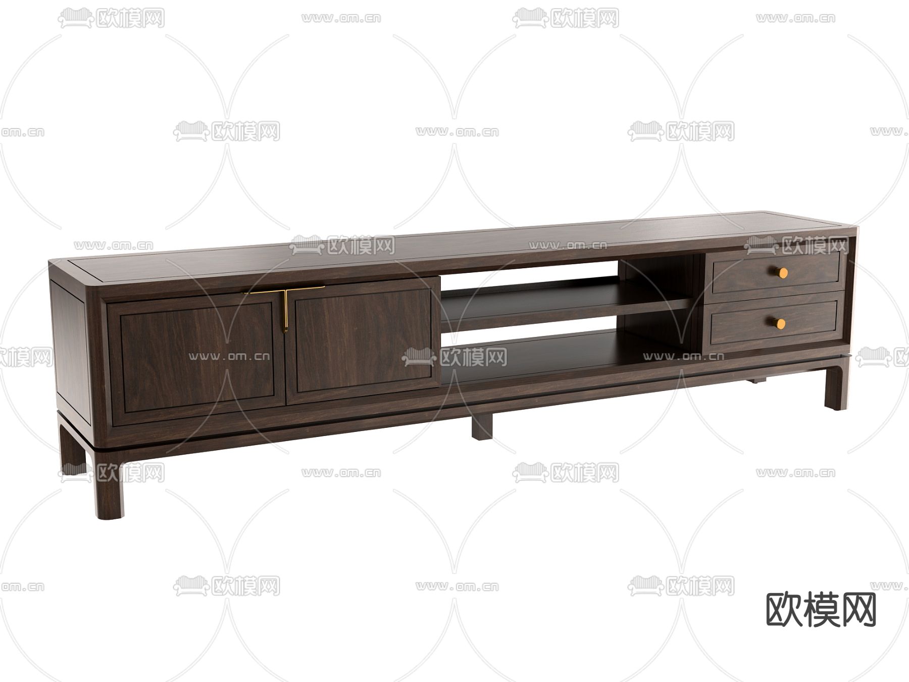 新中式电视柜3d模型下载