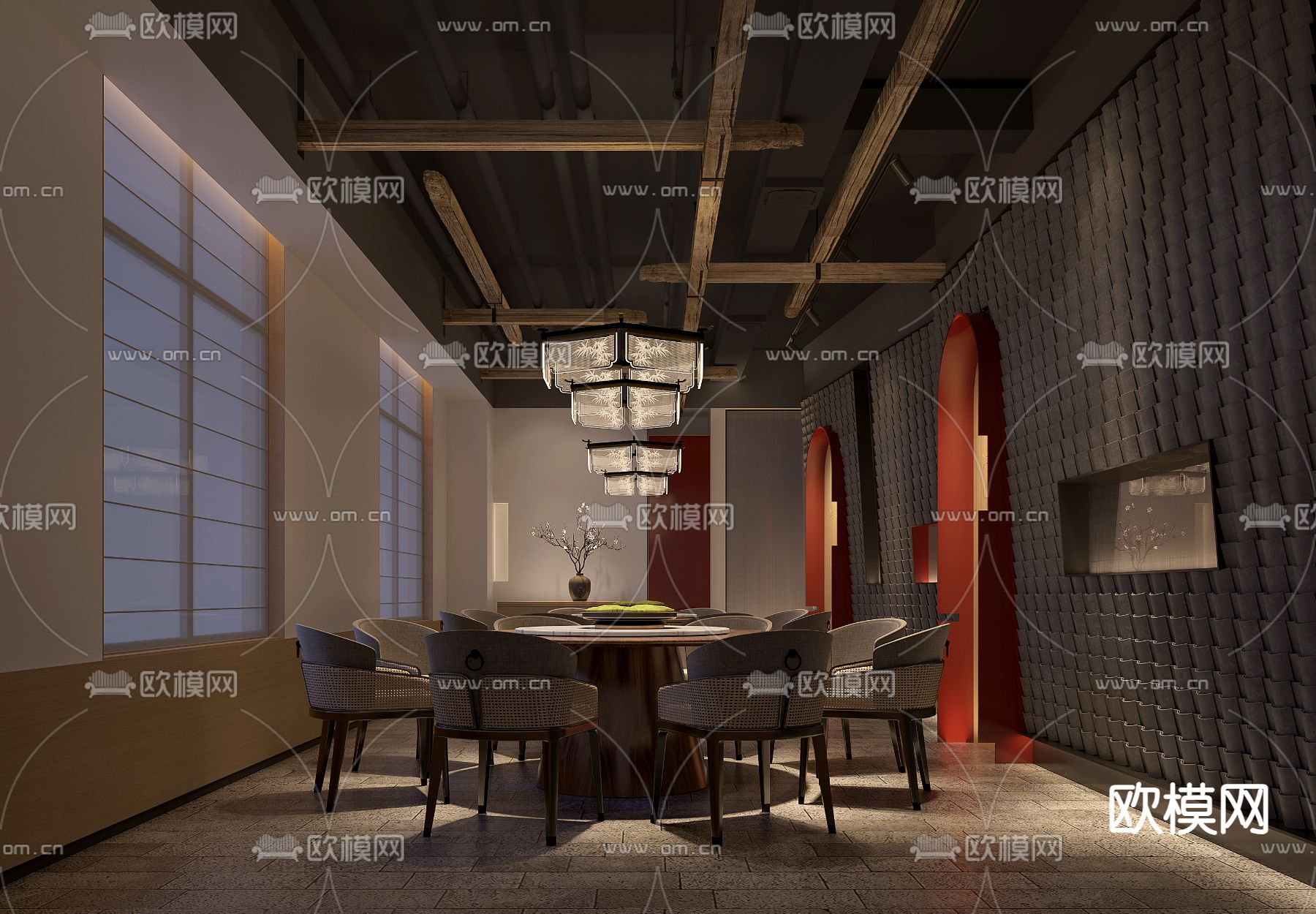 中餐厅包房 酒楼包厢3d模型下载