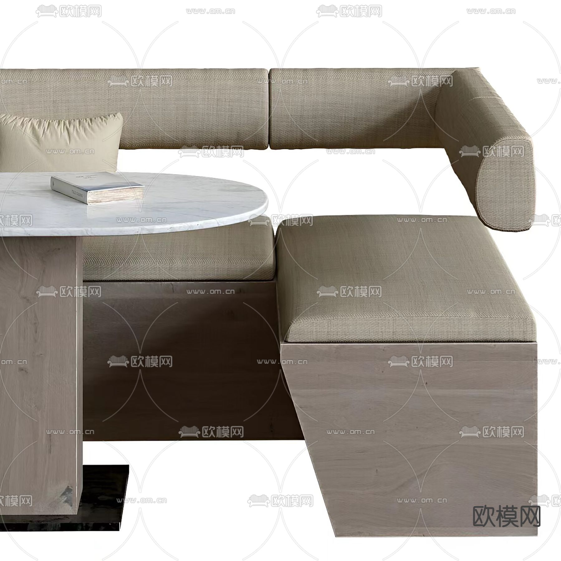 卡座餐桌椅3d模型下载（渲染图2）