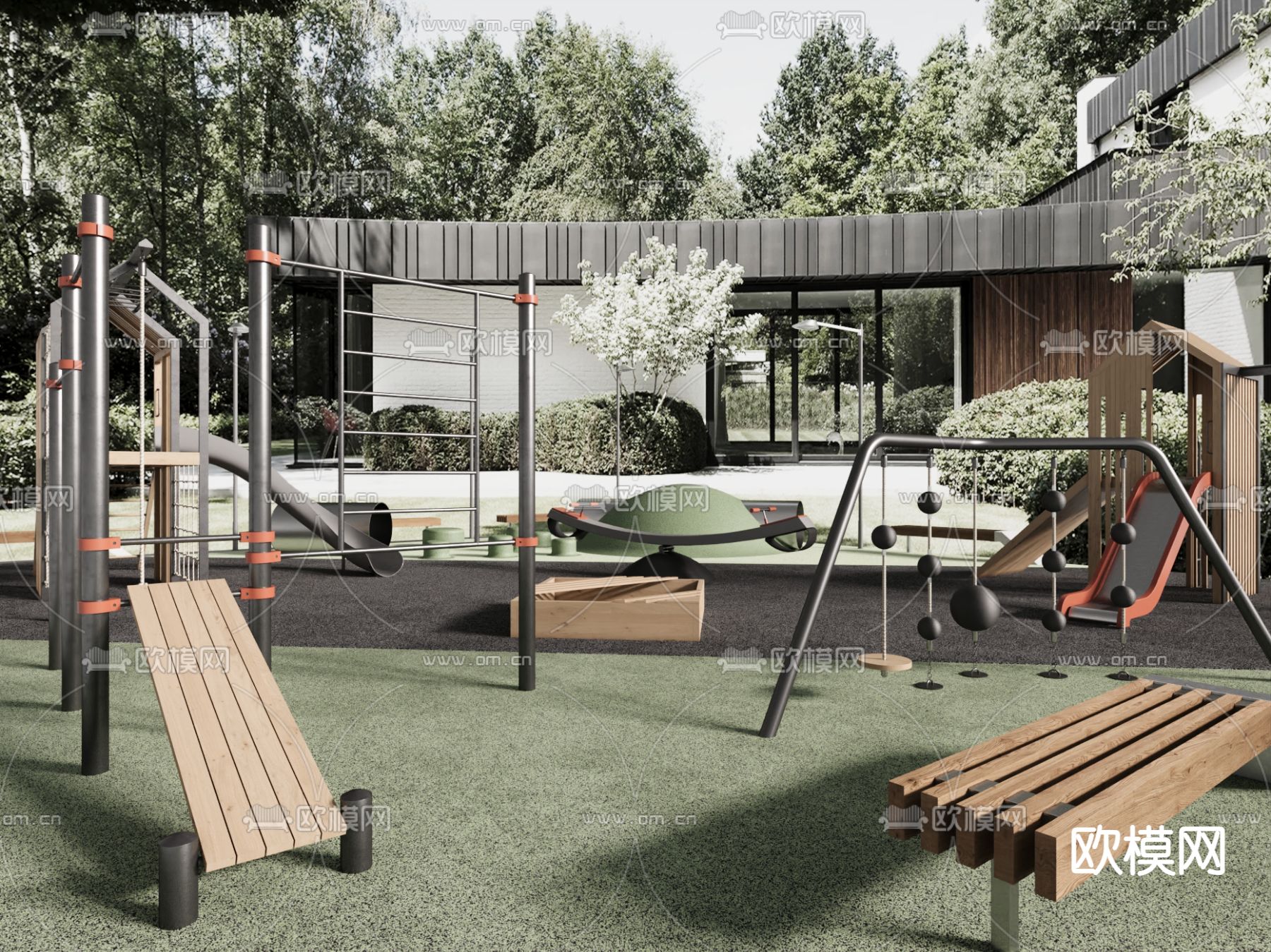 儿童娱乐公园 娱乐设施 健身设施3d模型下载