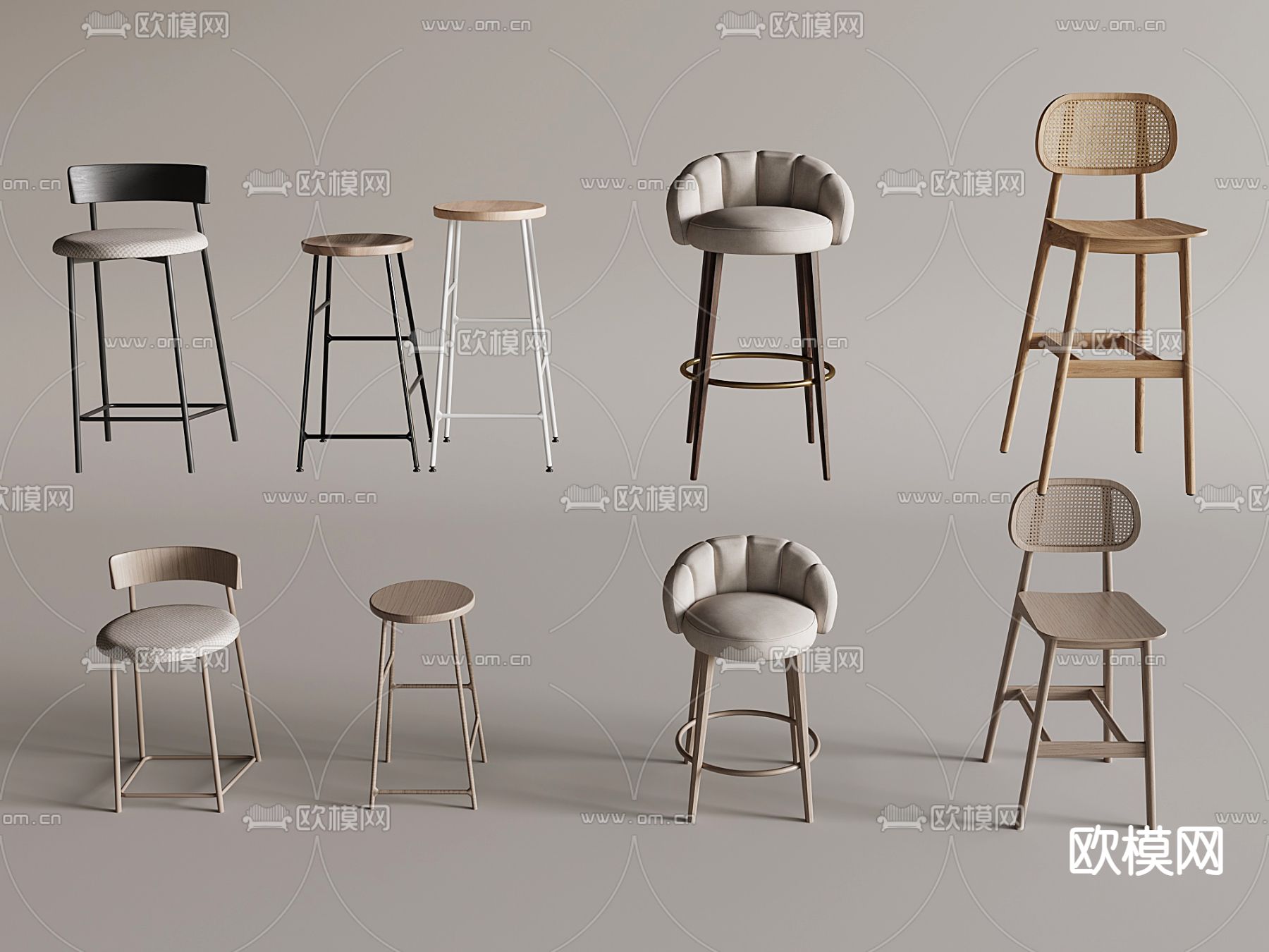 现代吧椅 高脚椅3d模型下载