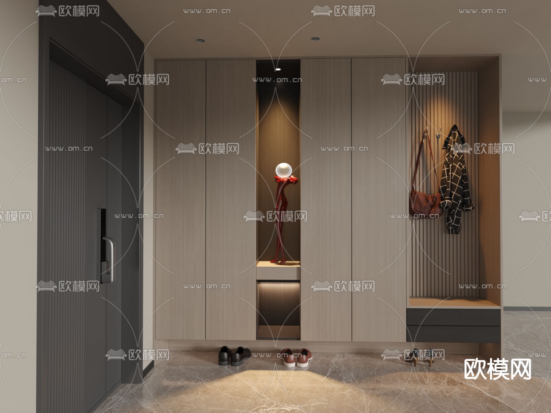 玄关鞋柜 换鞋凳3d模型下载