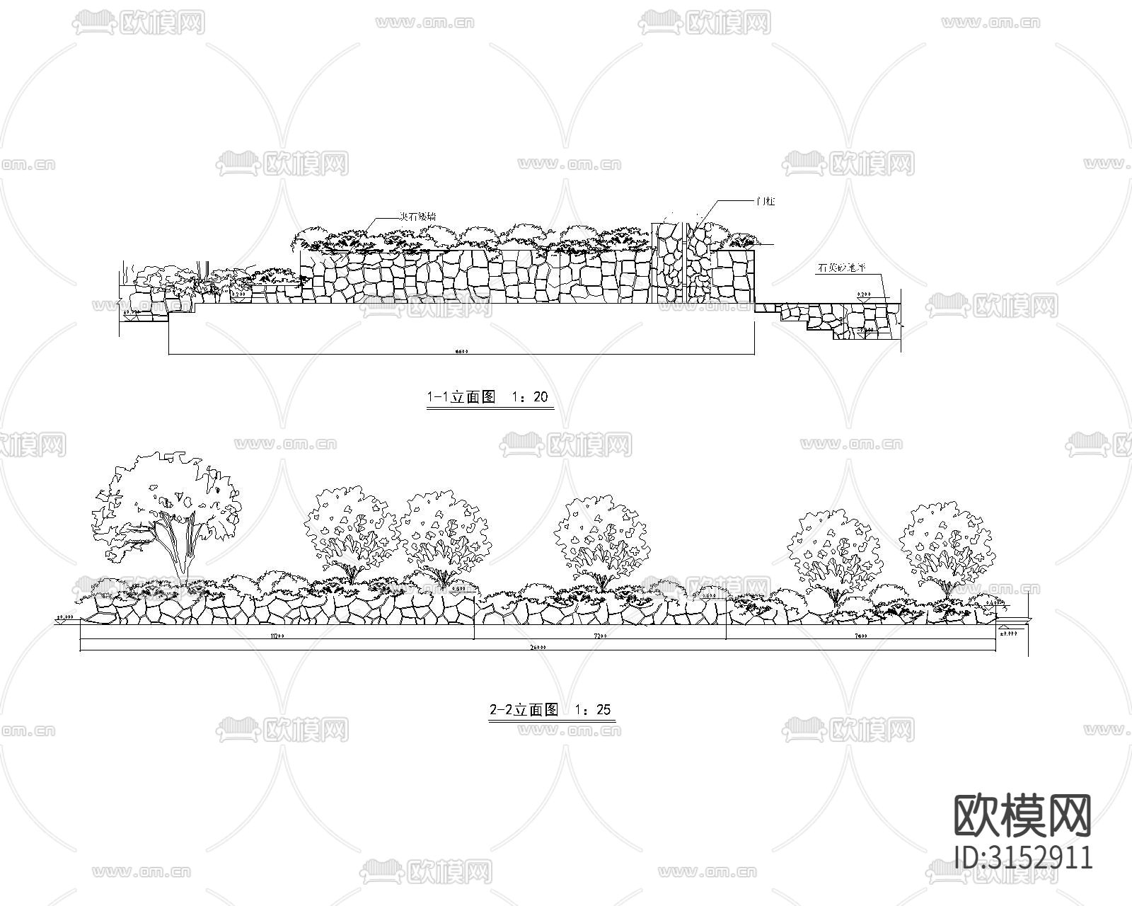 别墅景观设计cad施工图下载（渲染图2）