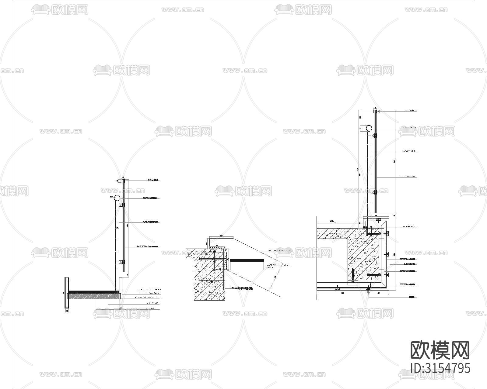 室外不锈钢楼梯、栏杆详图cad大样图下载（渲染图2）
