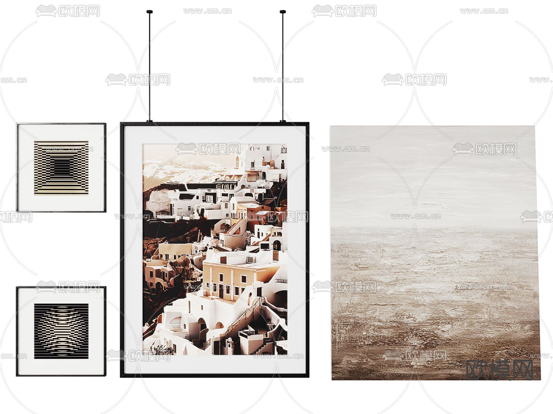 中古风挂画 装饰画3d模型下载