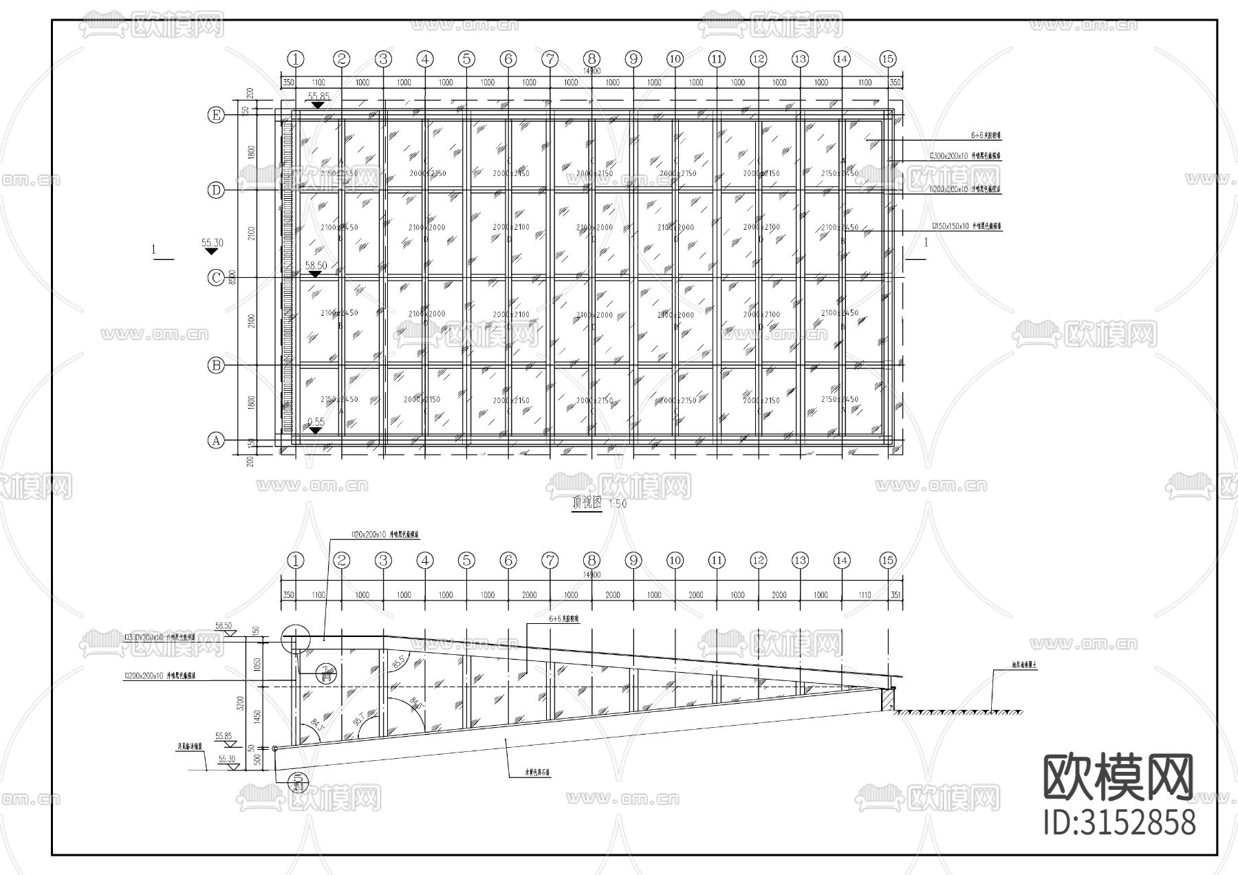 地下室出入口廊架cad施工图下载（渲染图4）