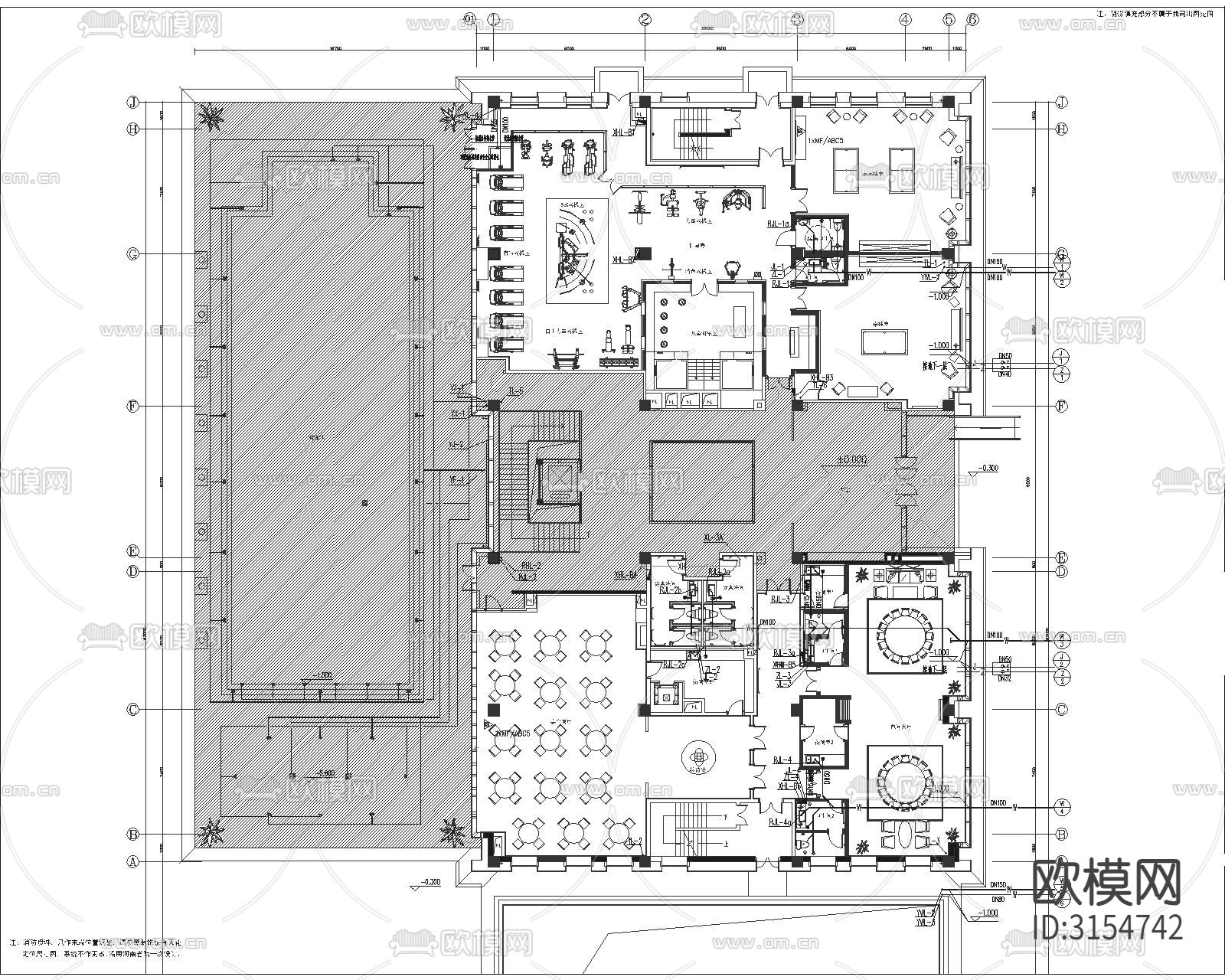 私人会所水电图cad施工图下载（渲染图3）