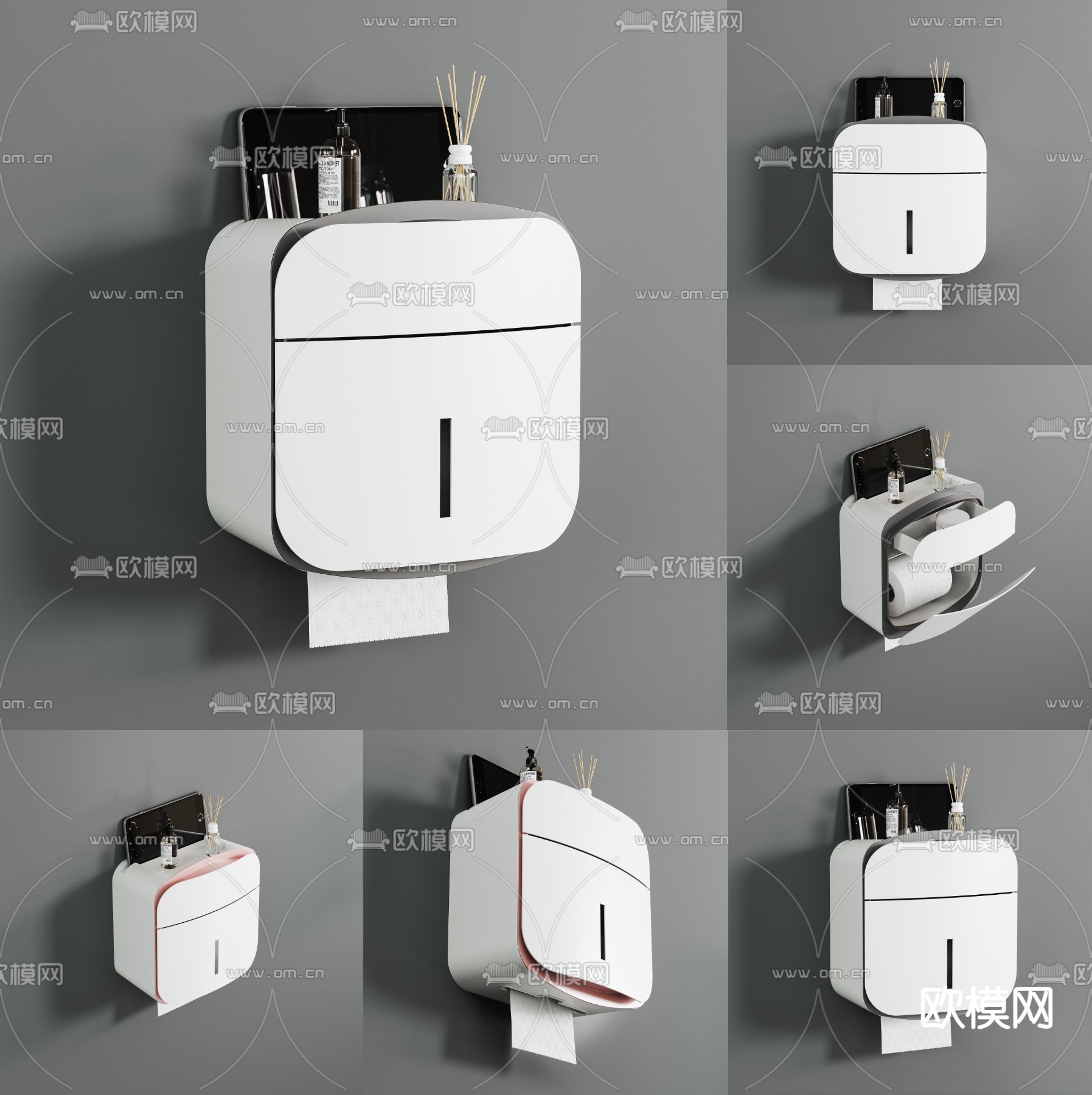纸巾盒 餐纸盒 浴室用品3d模型下载（渲染图1）