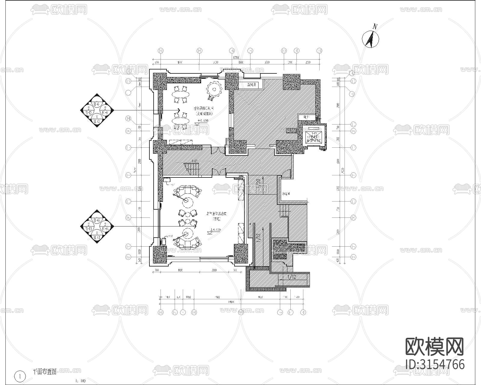 上海某会所cad施工图下载（渲染图2）