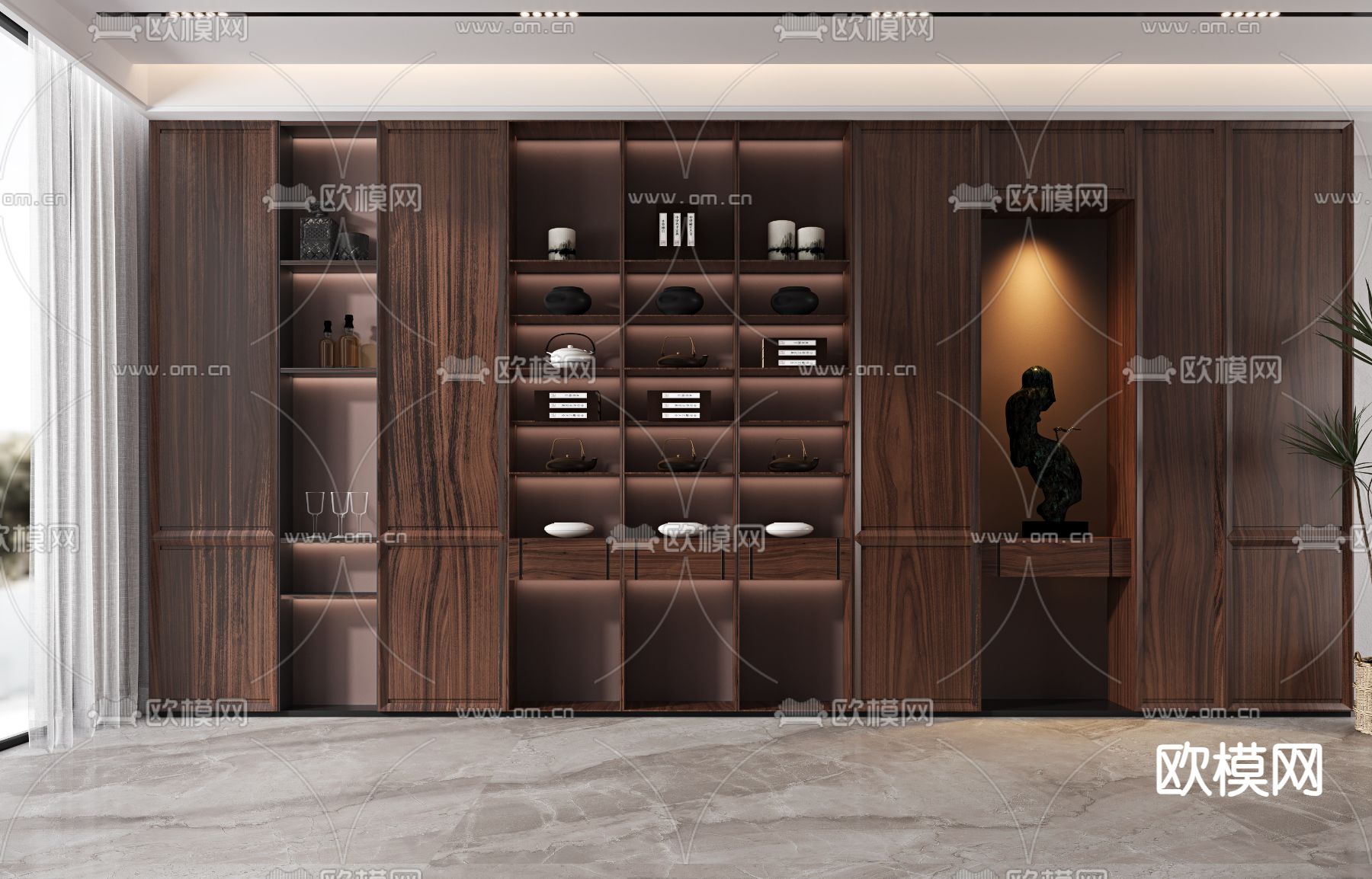 新中式装饰柜 茶柜3d模型下载