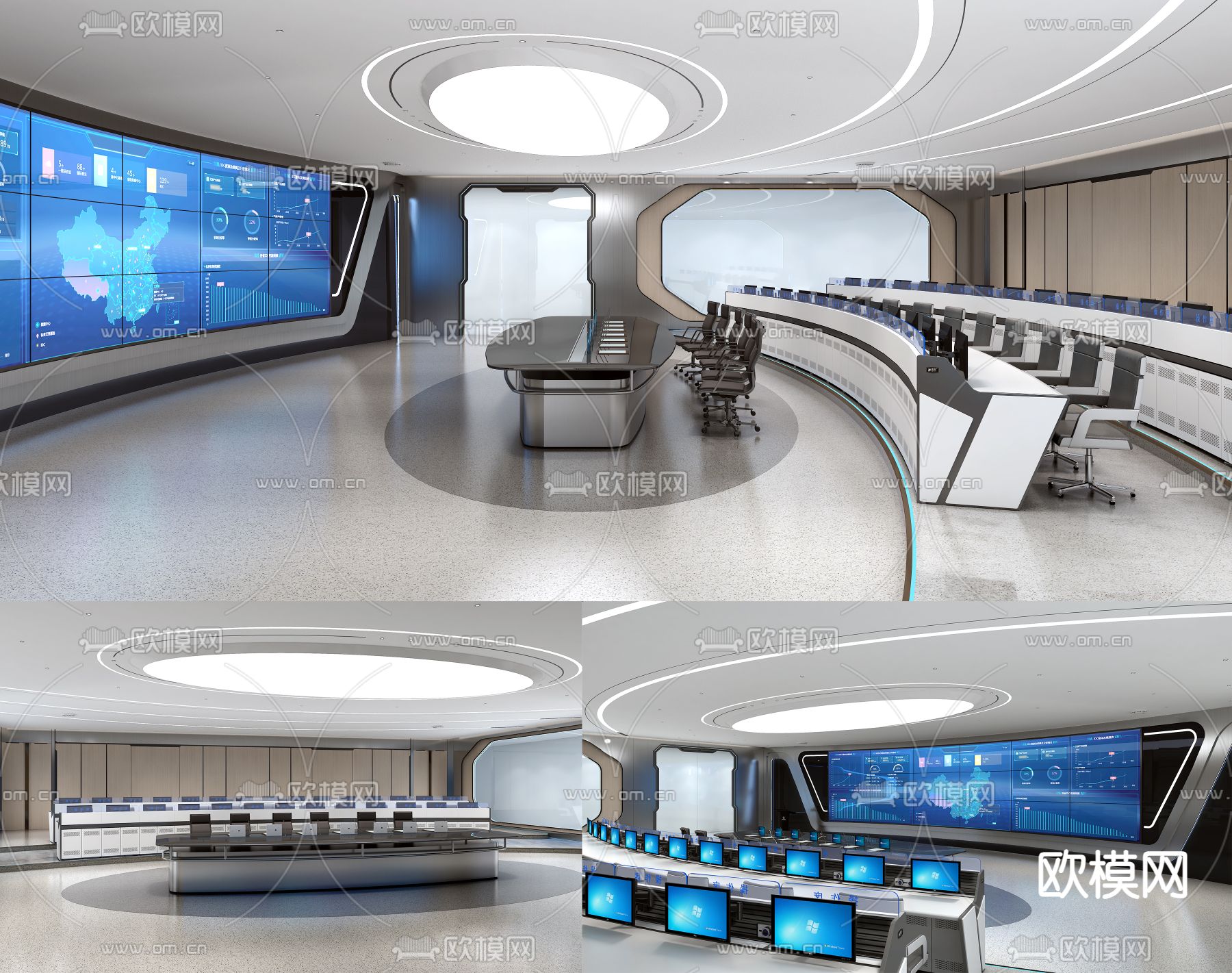 指挥中心 监控室 调度中心3d模型下载（渲染图1）