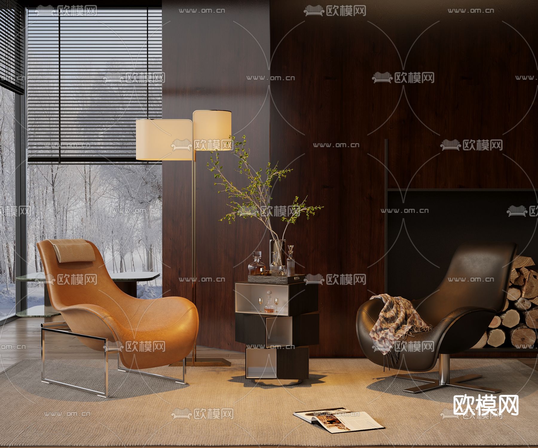 现代休闲椅3d模型下载