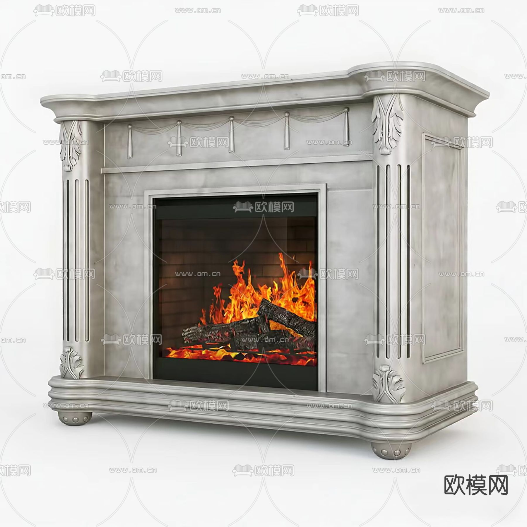 罗马白壁炉3d模型下载（渲染图1）