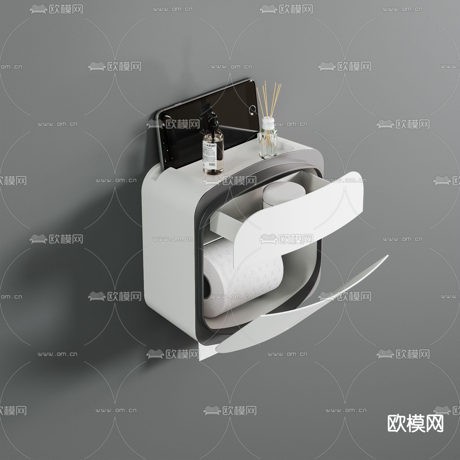 纸巾盒 餐纸盒 浴室用品3d模型下载（渲染图3）