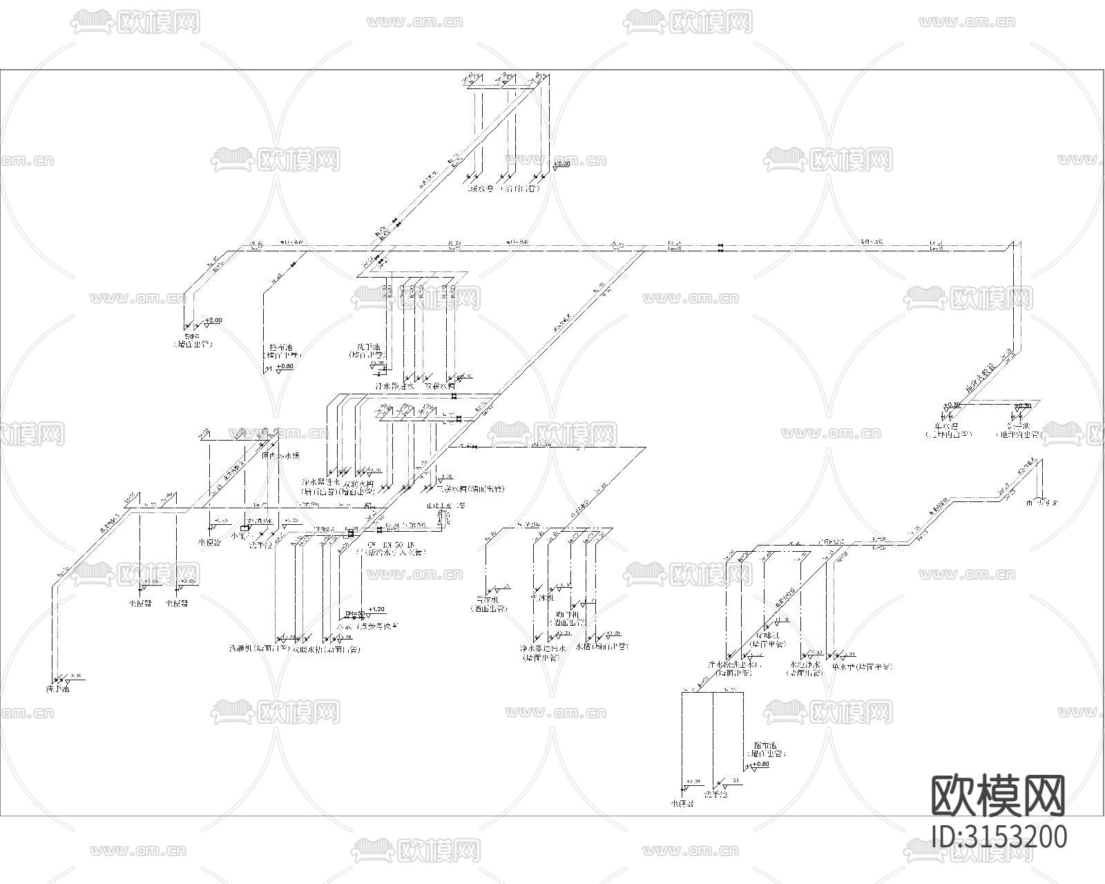 西餐厅水电图cad施工图下载（渲染图7）